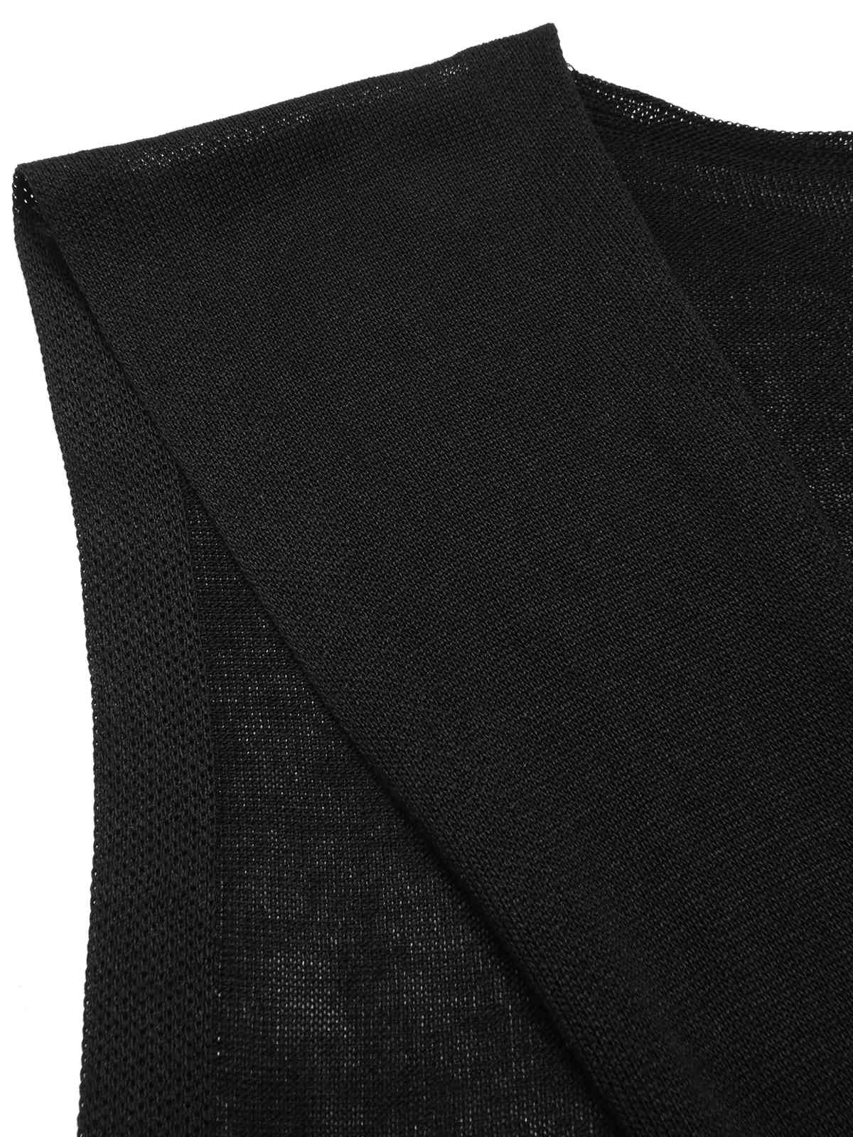 Black 1940s Shirt Collar Stripe Jumpsuit With Cape - Image 9