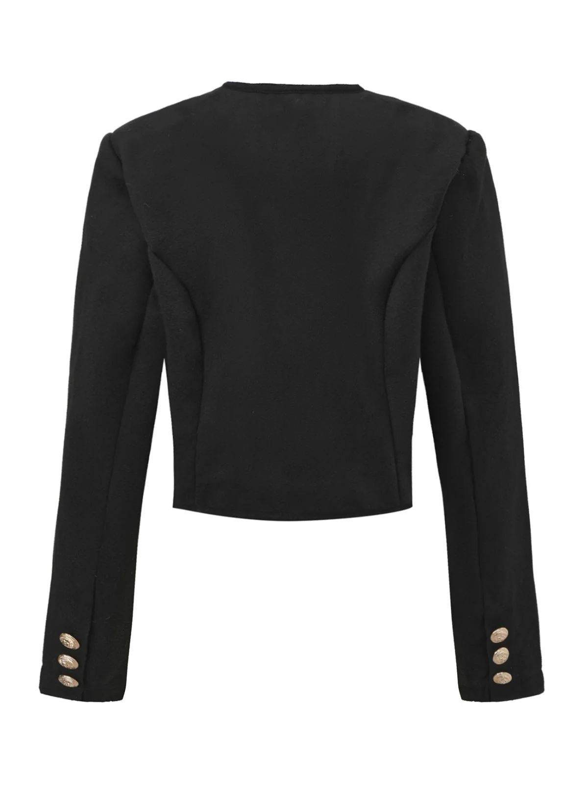 Black 1940s Solid Faux-Wool Short Jacket - Image 3