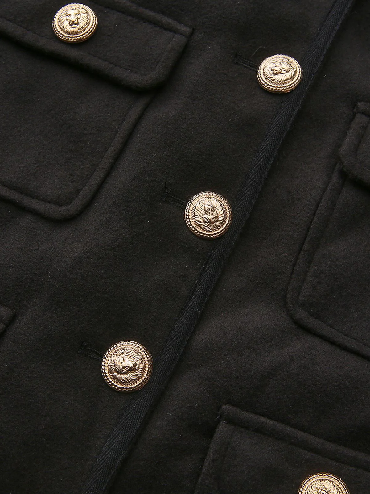 Black 1940s Solid Faux-Wool Short Jacket - Image 6
