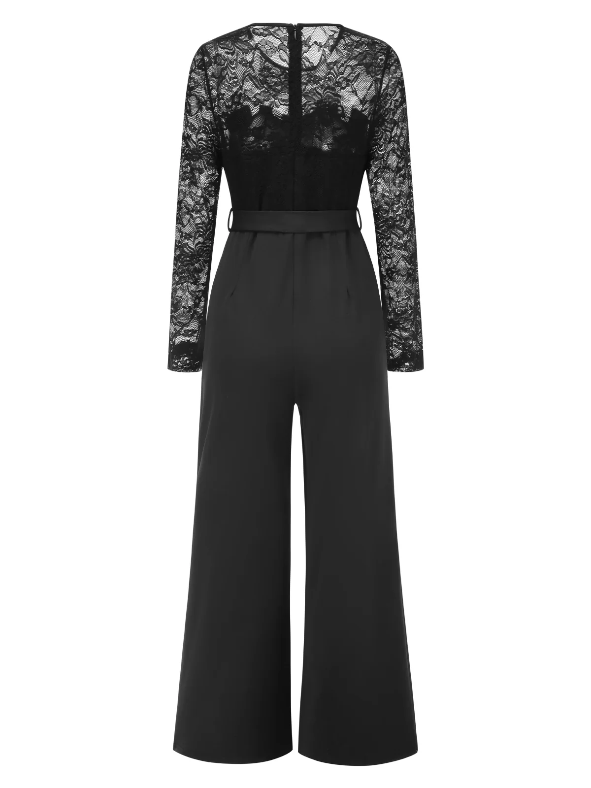 Black 1940s Solid Lace Patchwork Jumpsuit - Image 2
