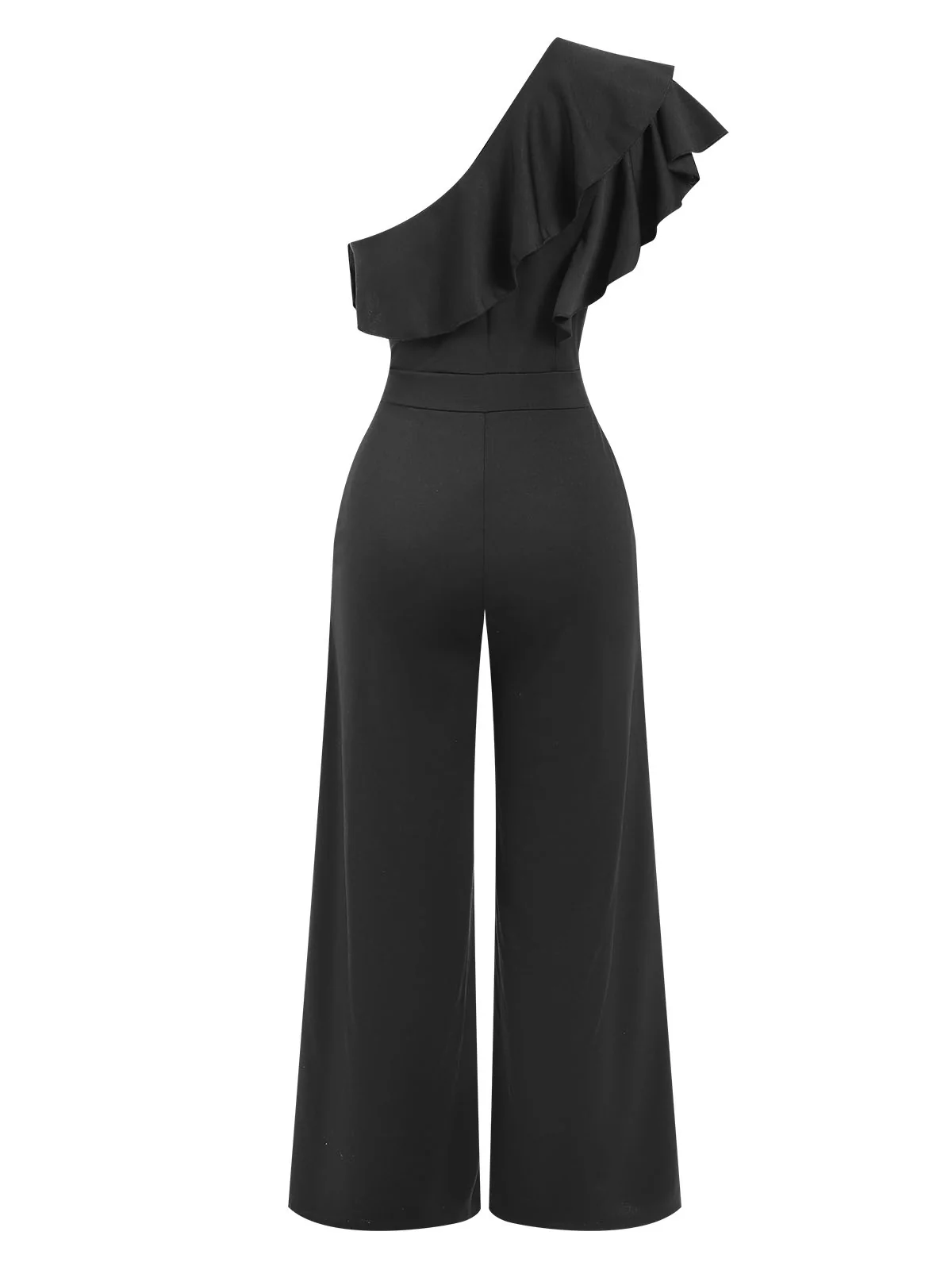 Black 1940s Solid One Shoulder Jumpsuit - Image 3
