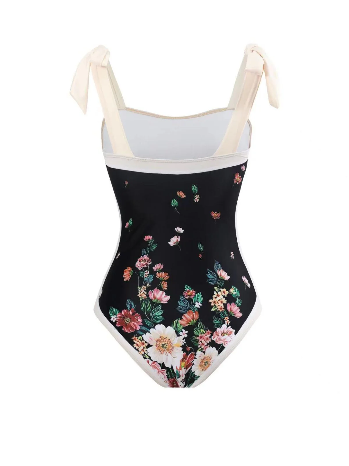 Black 1940s Strap Bow Floral Swimsuit & Cove-Up - Image 3