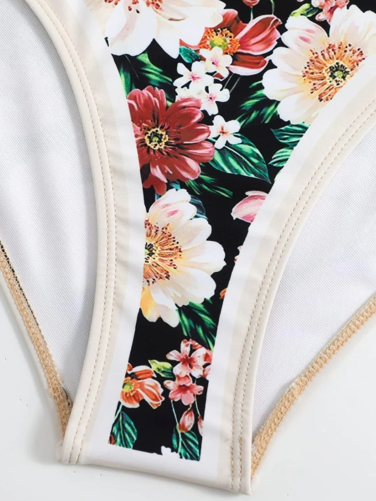 Black 1940s Strap Bow Floral Swimsuit & Cove-Up - Image 5