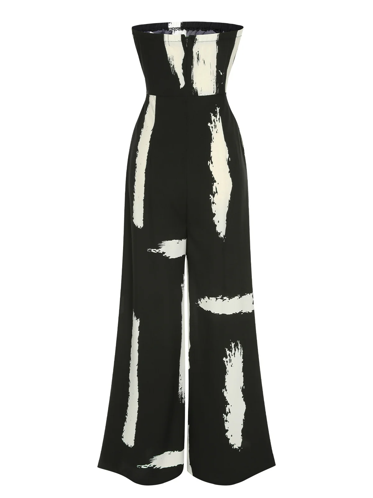Black 1940s Strapless Colorblock Jumpsuit - Image 3