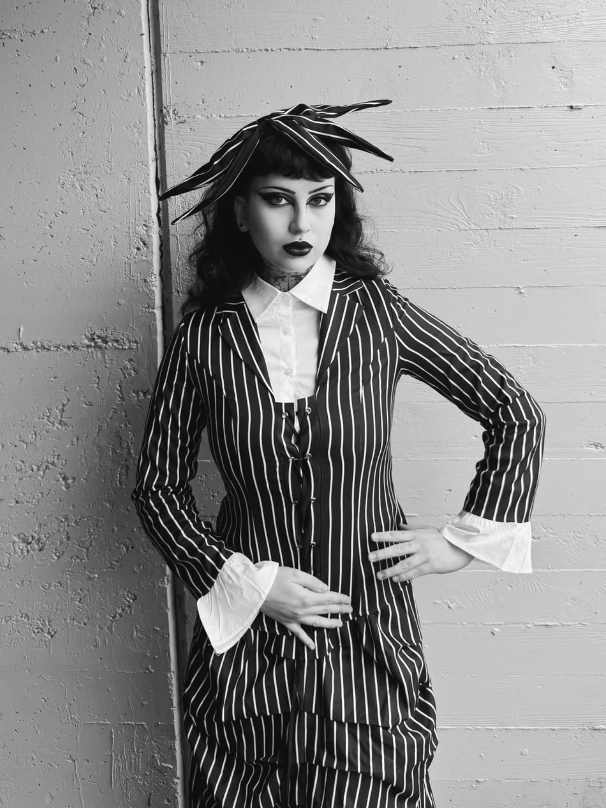 Black 1940s Striped The Nightmare Before Christmas Suit - Image 2