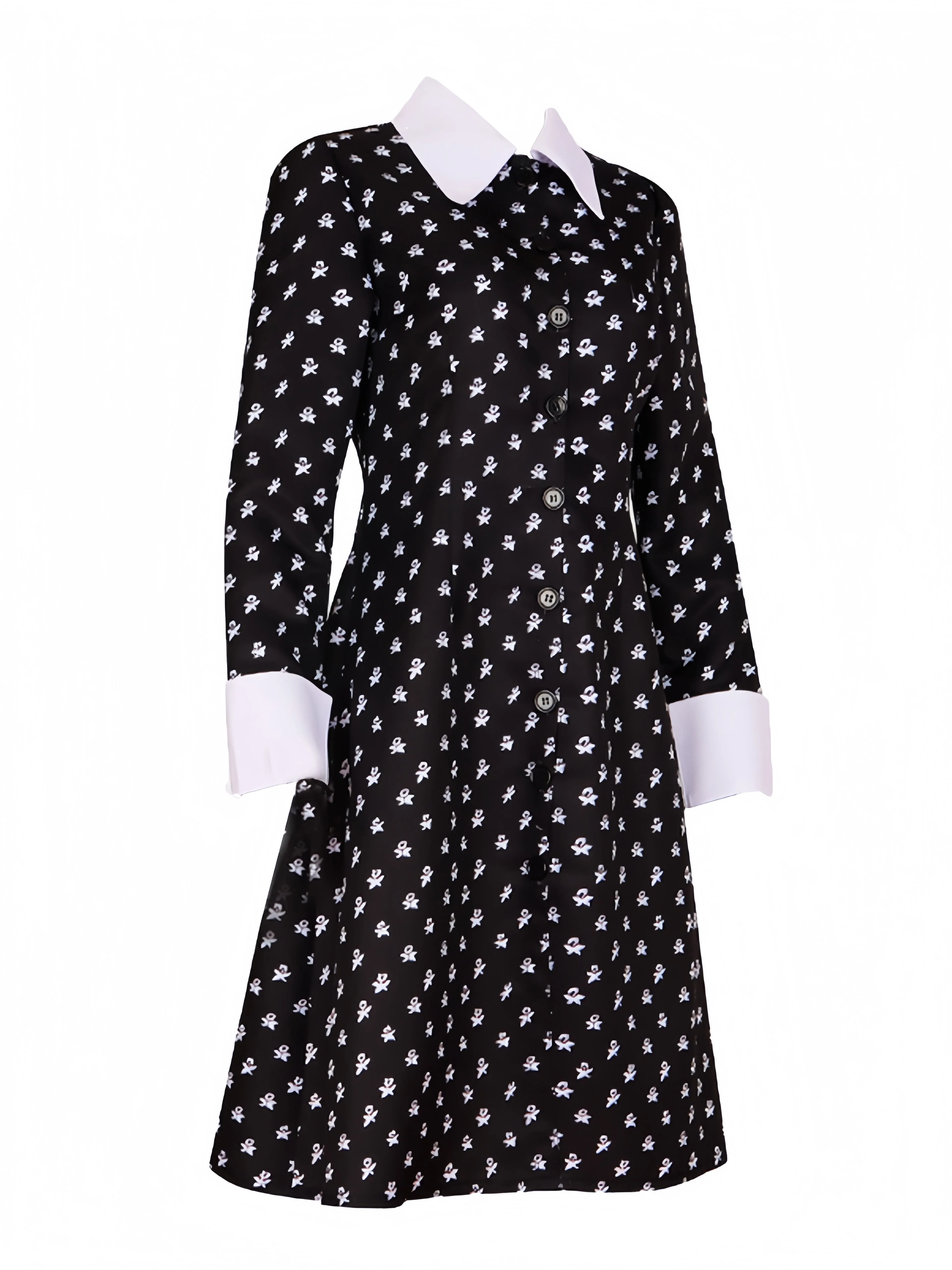 Black 1940s Wednesday Addams Style Dress - Image 2