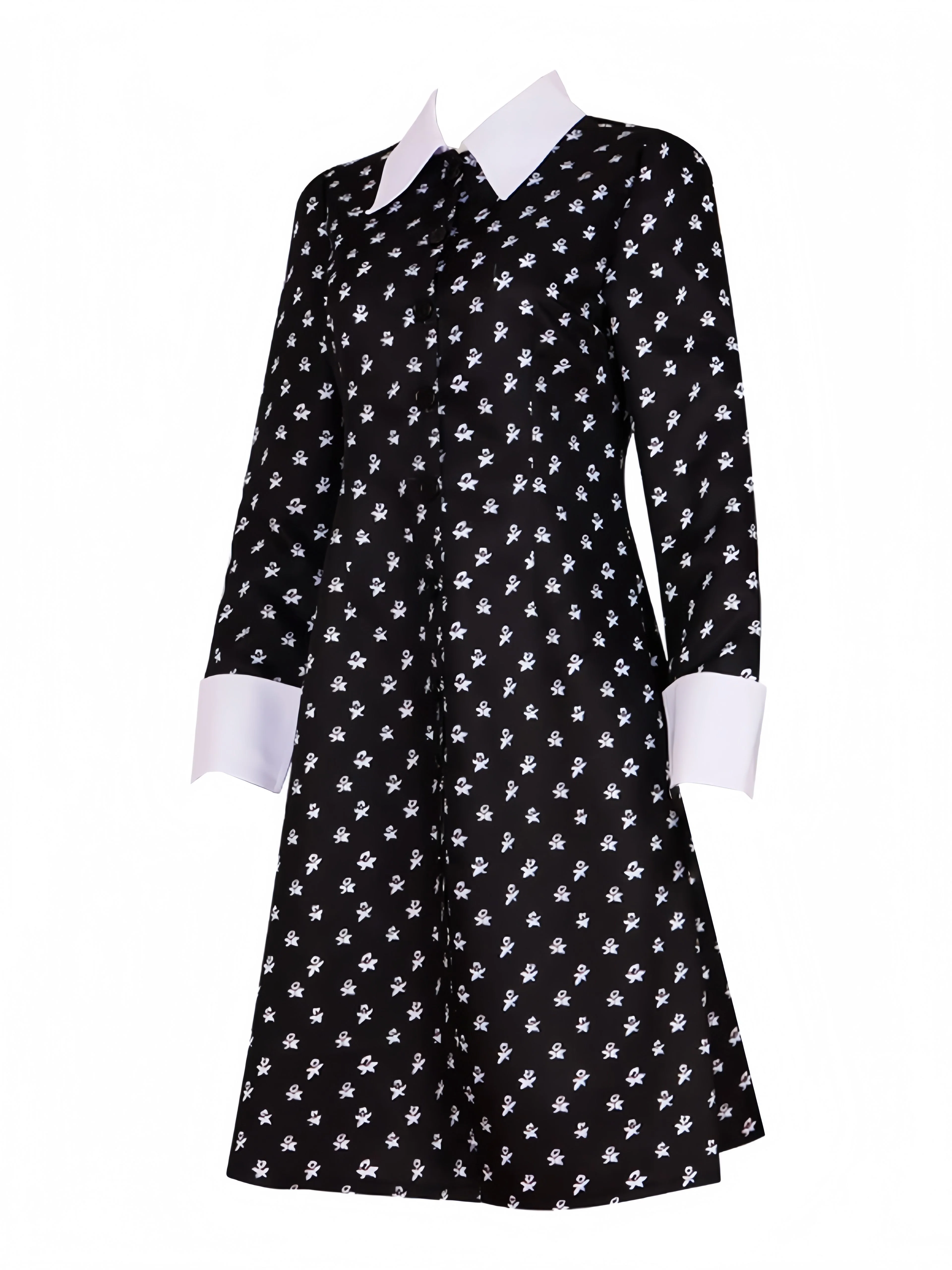Black 1940s Wednesday Addams Style Dress - Image 3