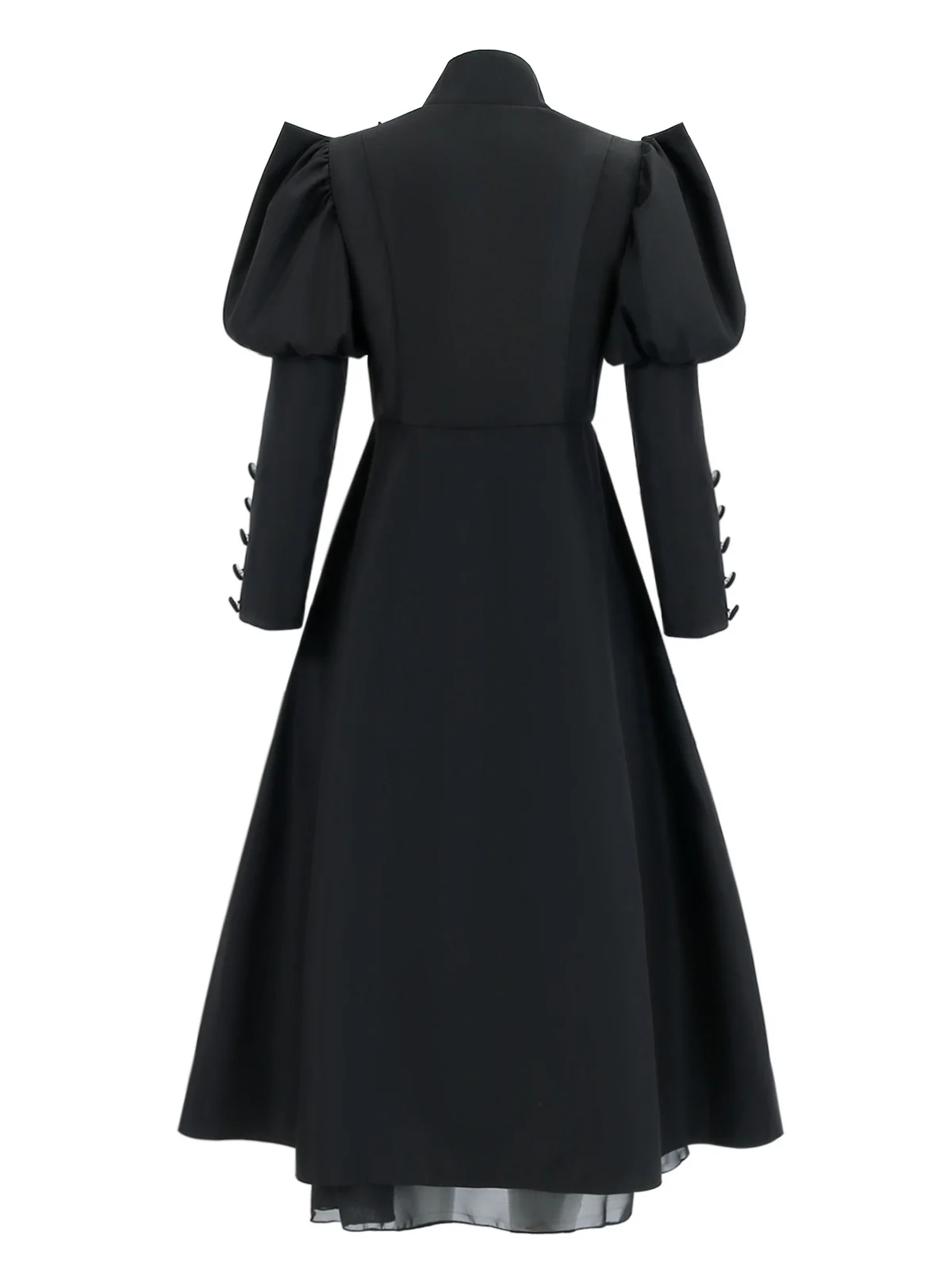 Black 1940s Wicked-Inspired Floral Witch Dress - Image 2
