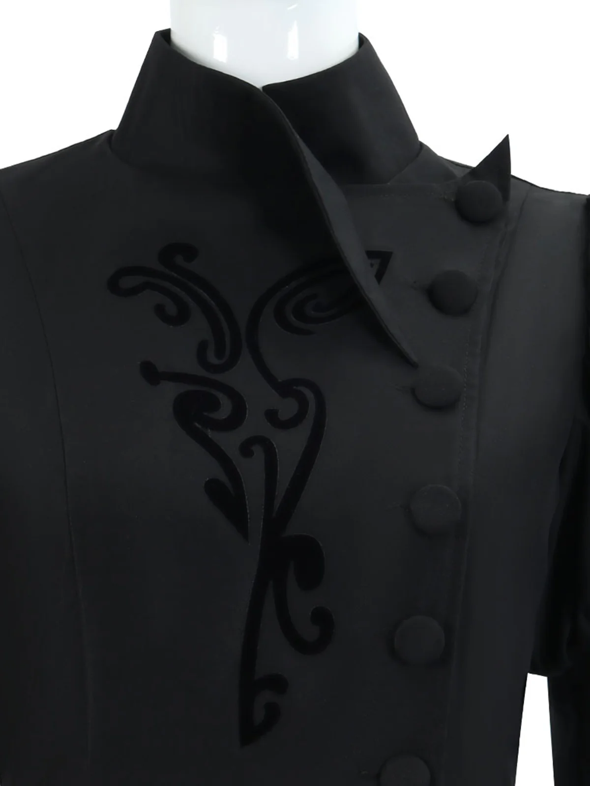 Black 1940s Wicked-Inspired Floral Witch Dress - Image 3