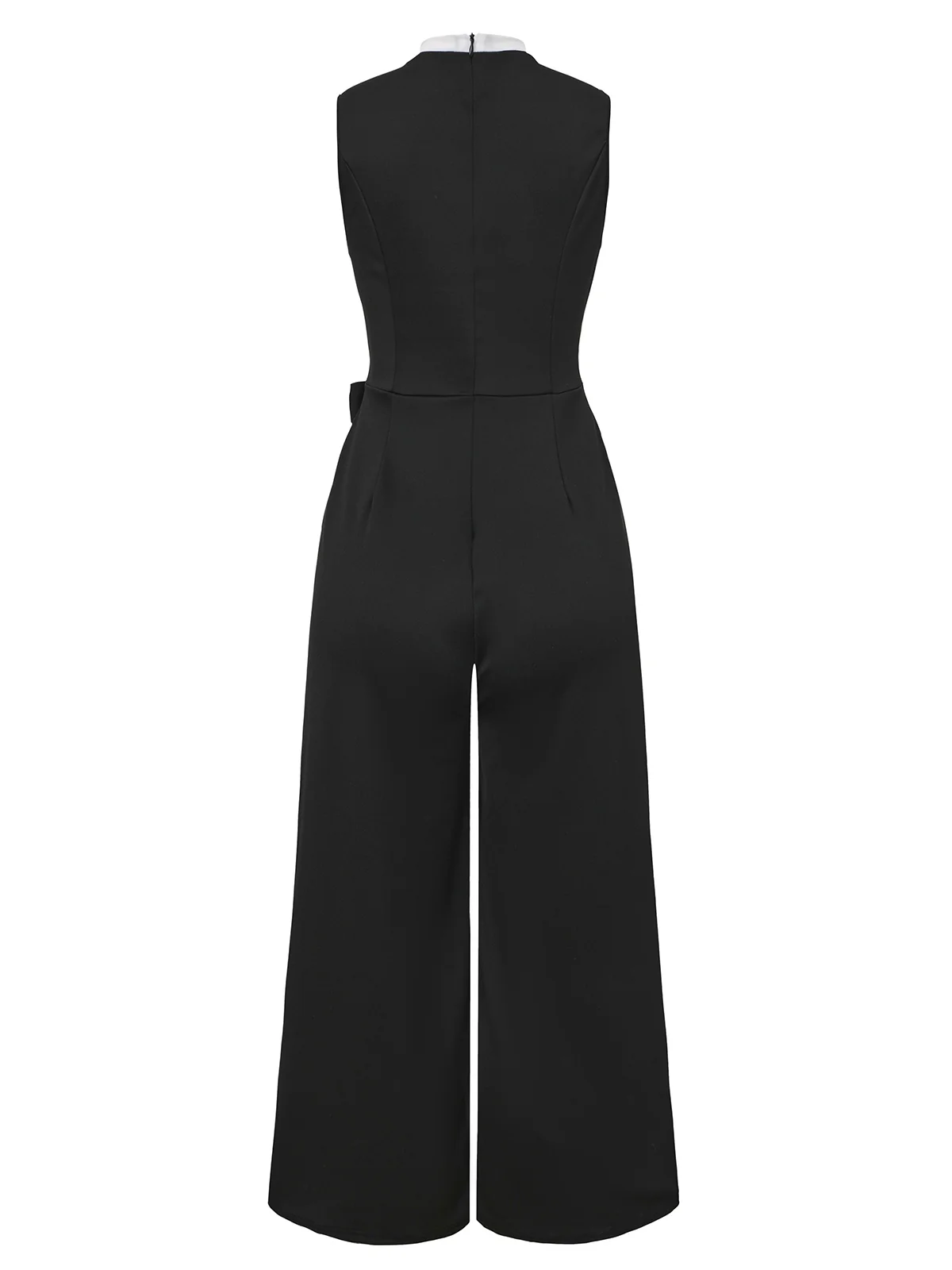 Black 1950s 3D-Floral Sleeveless Tie-Up Jumpsuit - Image 3
