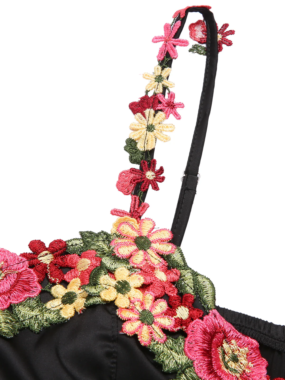 Black 1950s 3D  Floral Suspender Sleepwear - Image 4