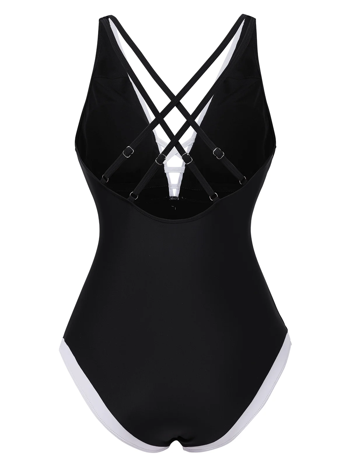 Black 1950s 3D Flower Patchwork One-Piece Swimsuit - Image 2