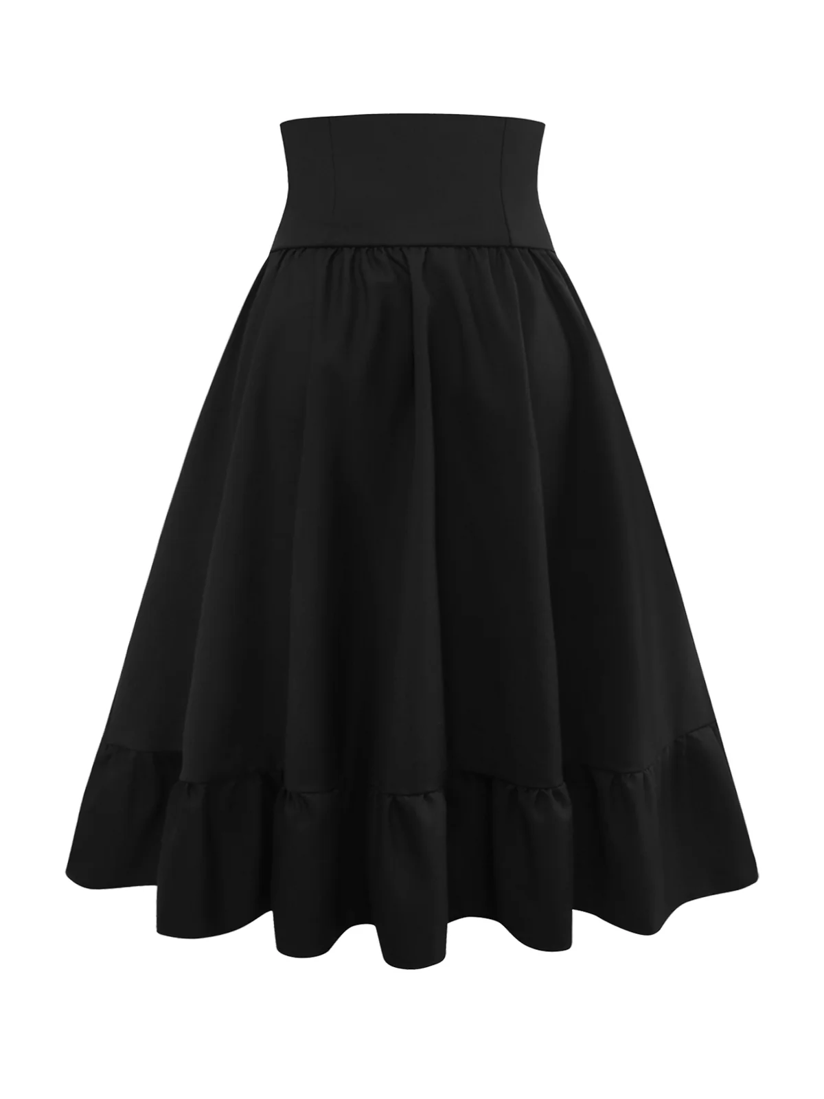 Black 1950s Bow Decor Solid Skirt - Image 5