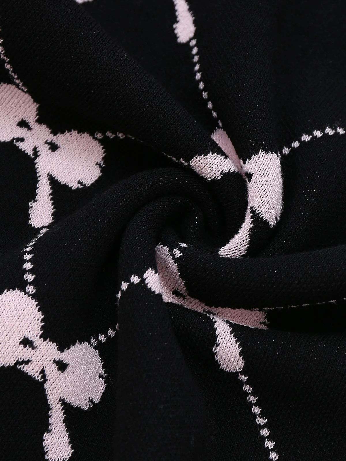 Black 1950s Bow Print Sleeveless Knit Ruffled Dress - Image 4