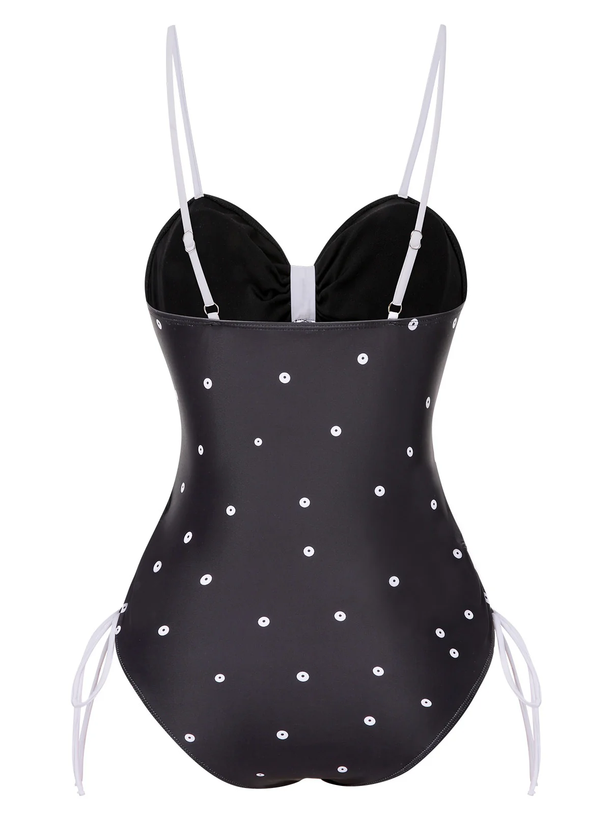 Black 1950s Bowknot Polka Dots Swimsuit - Image 2