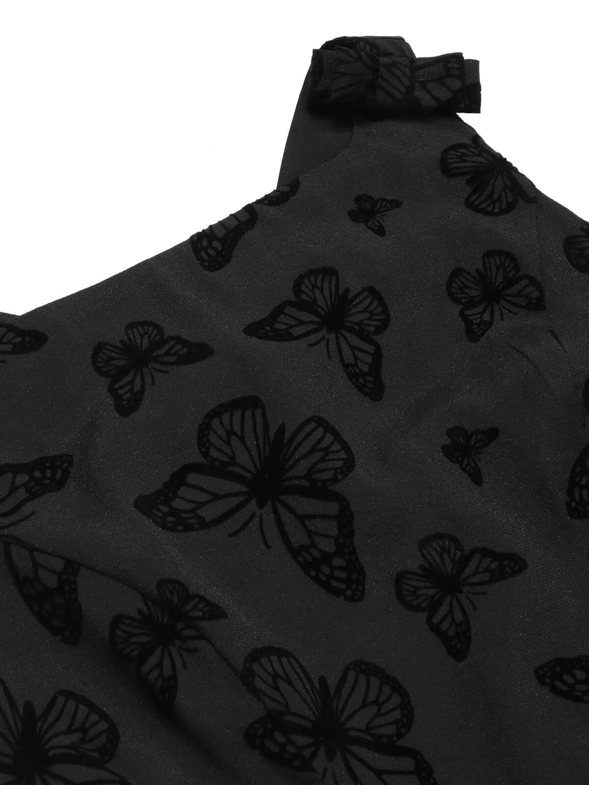 Black 1950s Butterfly Flocking Mesh Dress - Image 5