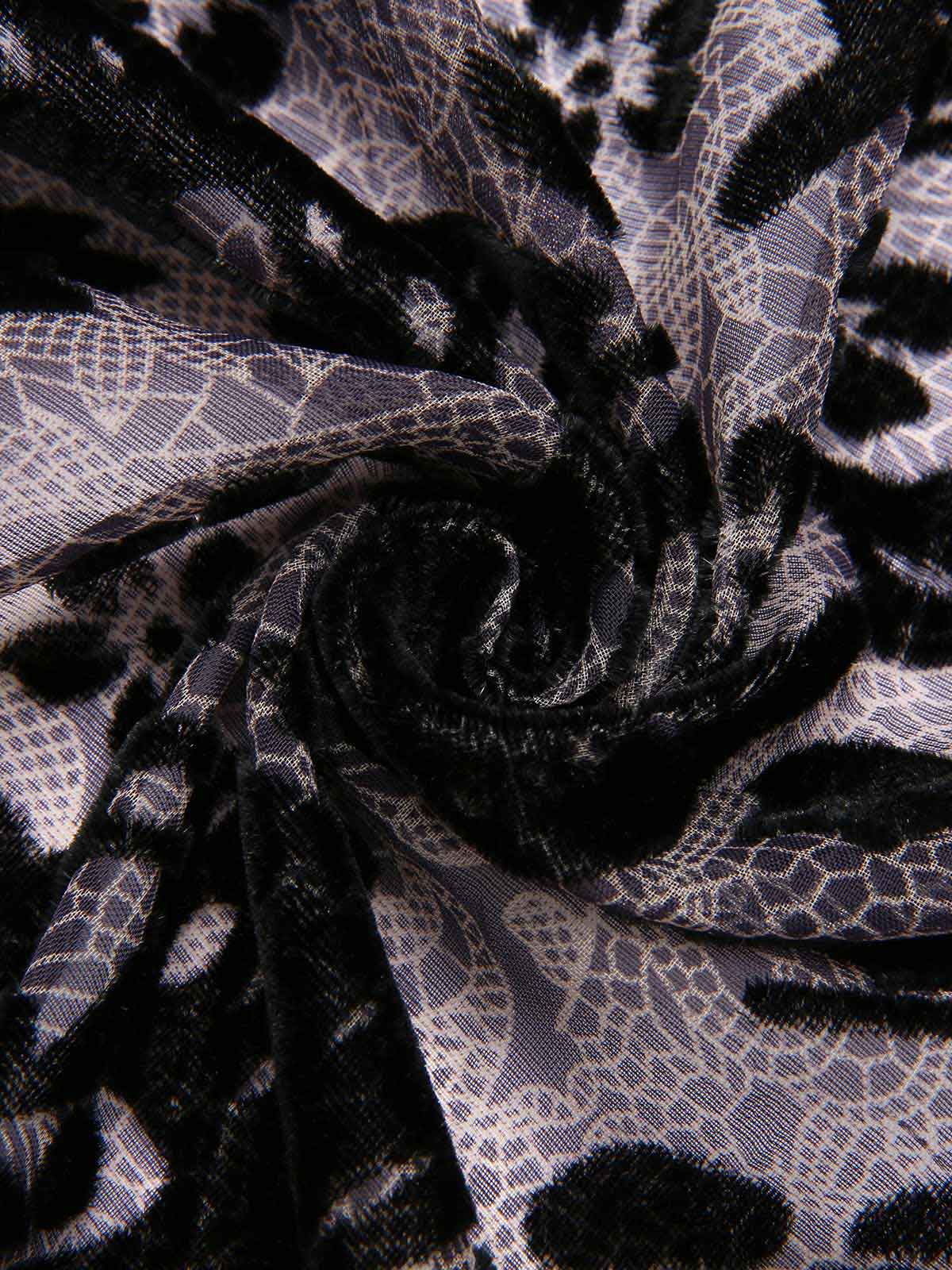 Black 1950s Butterfly Mesh Stitching Dress - Image 7