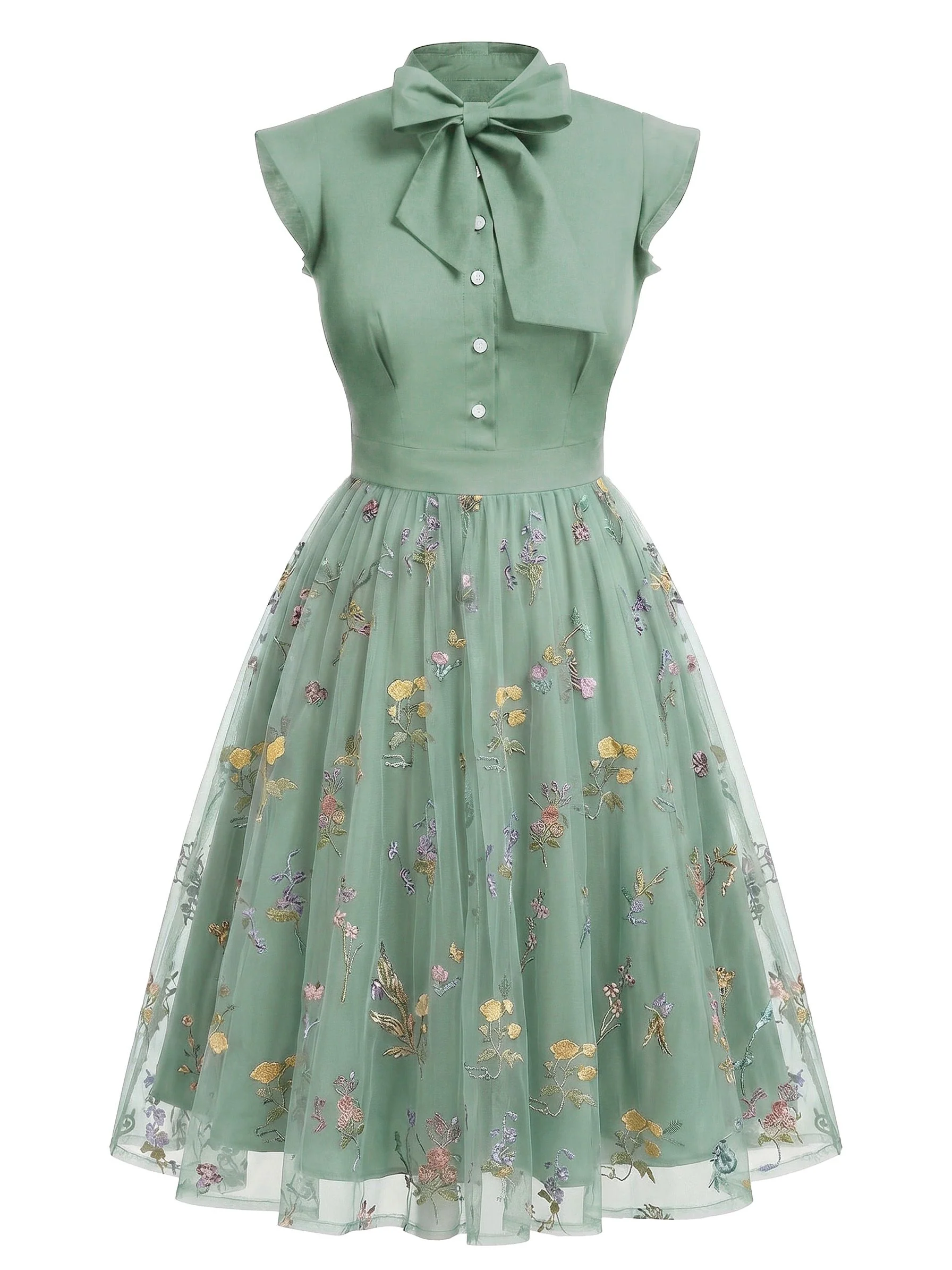 Black 1950s Butterfly Patchwork Vintage Dress - Image 12