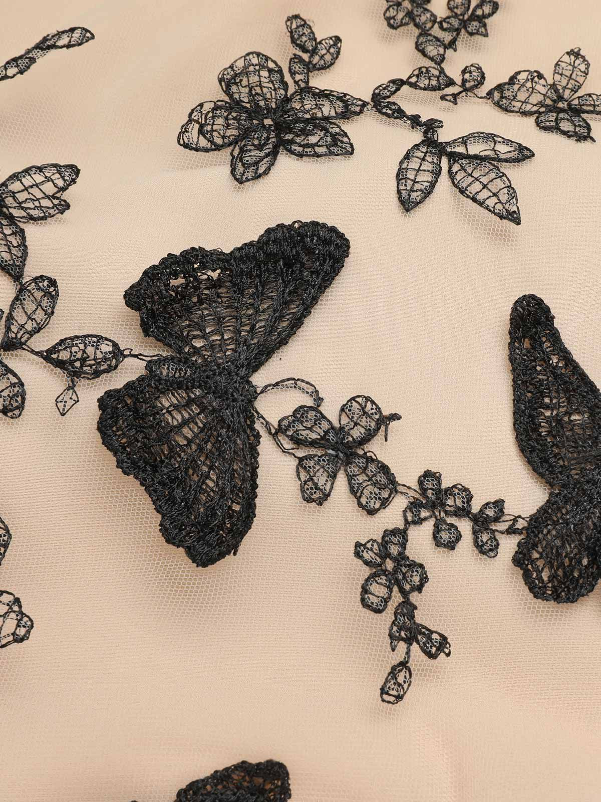 Black 1950s Butterfly Patchwork Vintage Dress - Image 7