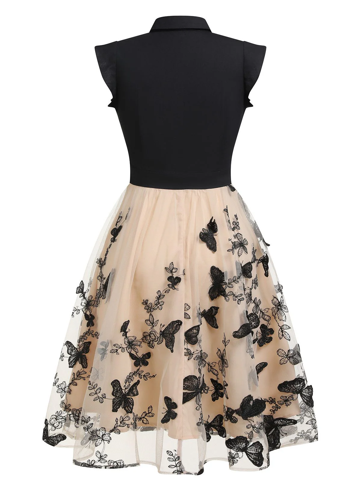 Black 1950s Butterfly Patchwork Vintage Dress - Image 8