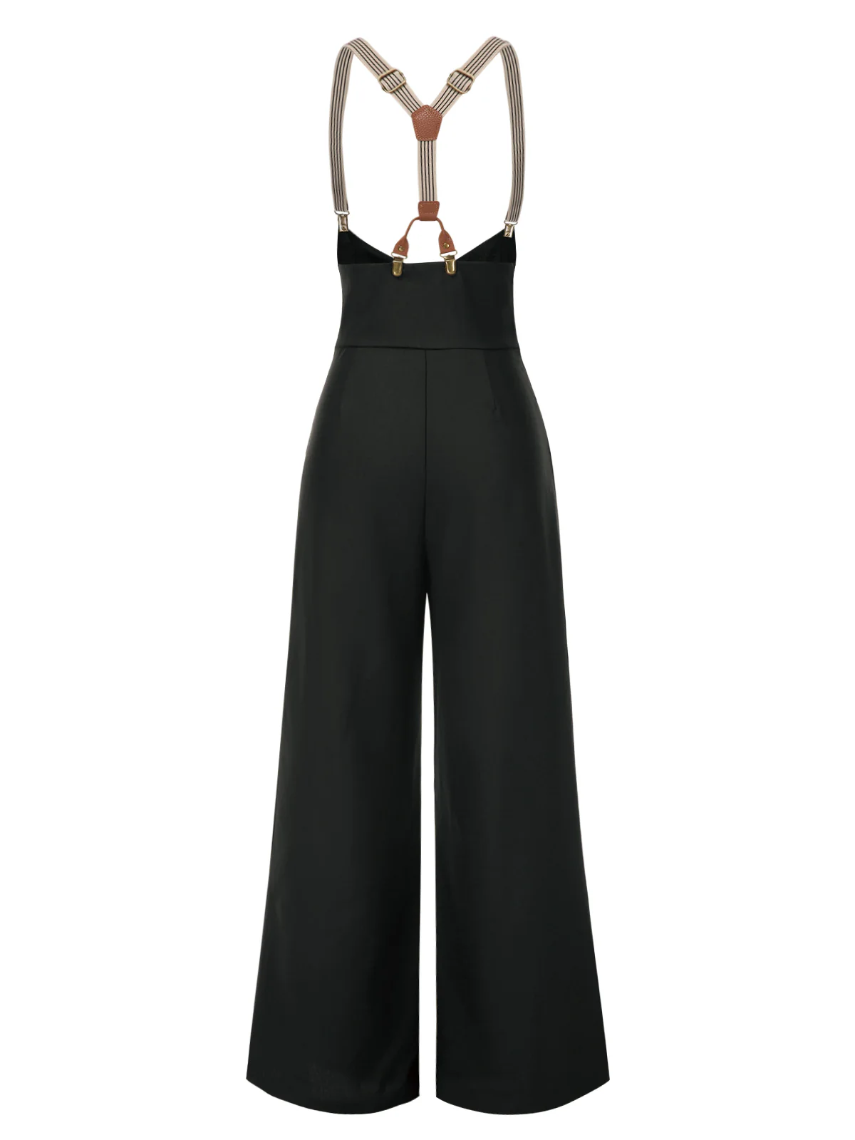 Black 1950s Button Suspender Pants - Image 2