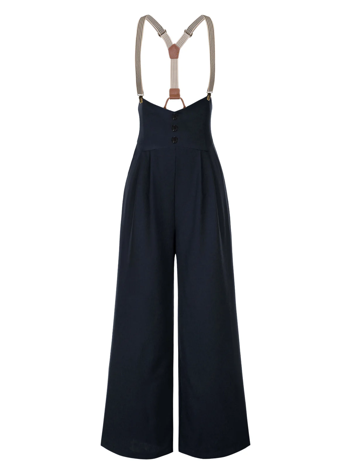 Black 1950s Button Suspender Pants - Image 3