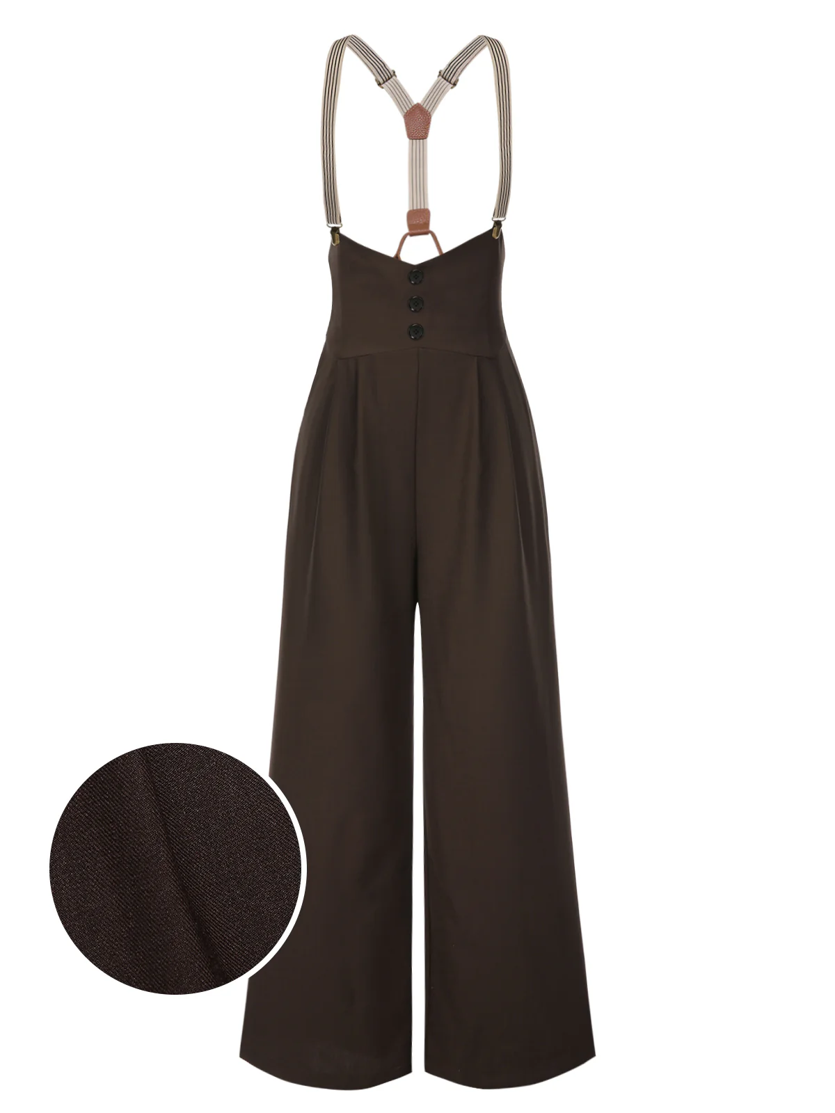 Black 1950s Button Suspender Pants - Image 6