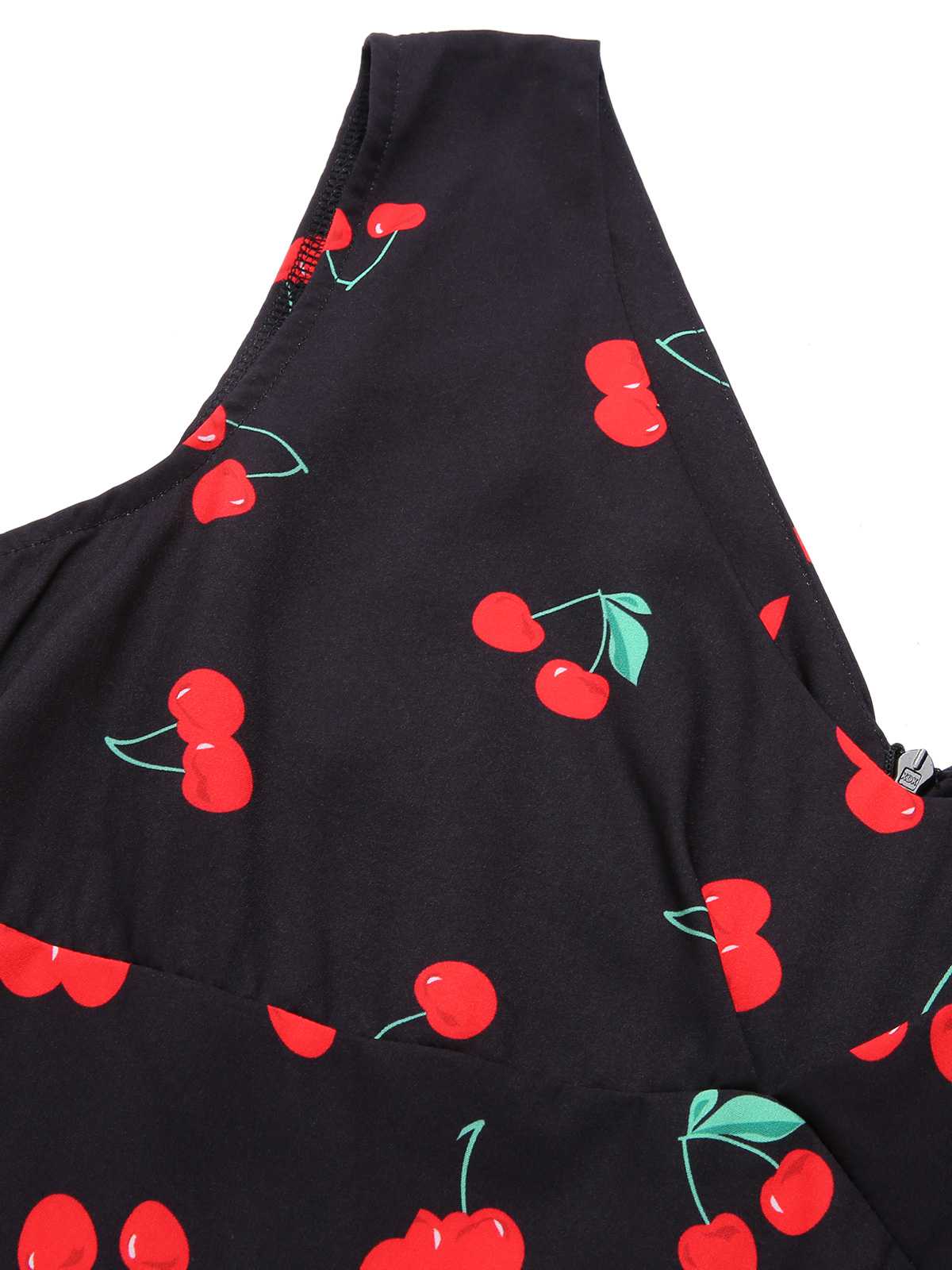 Black 1950s Cherry Sleeveless Dress - Image 4
