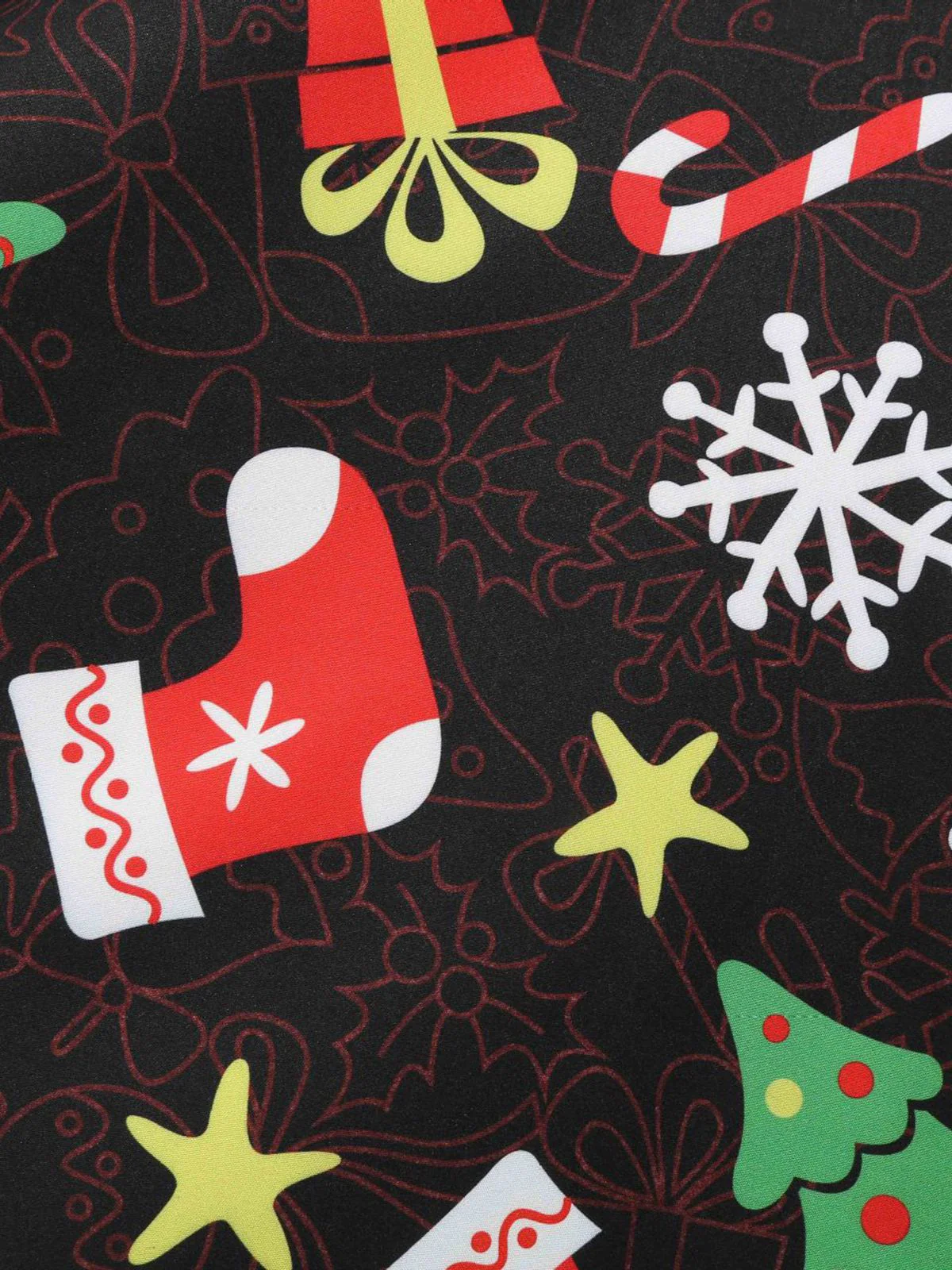 Black 1950s Christmas Gift Tree Belted Dress - Image 4