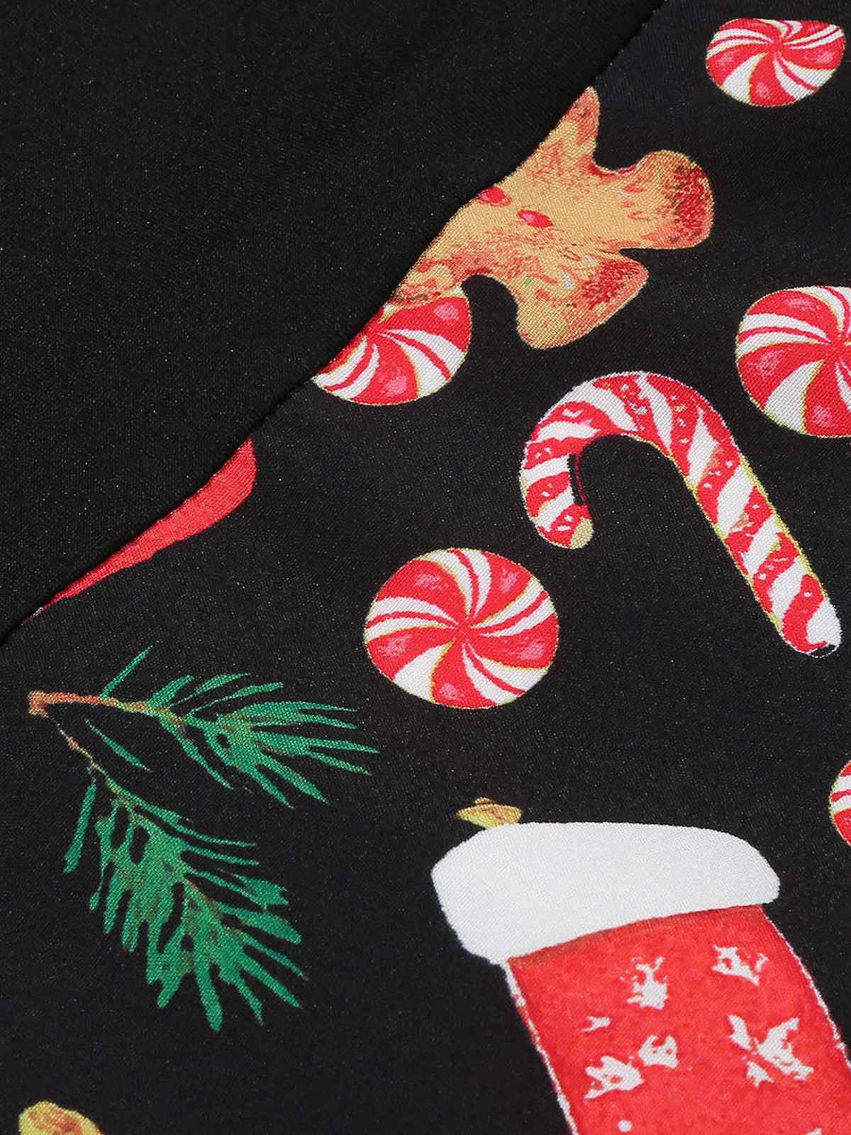 Black 1950s Christmas Gingerbread & Candy Cane Dress - Image 4