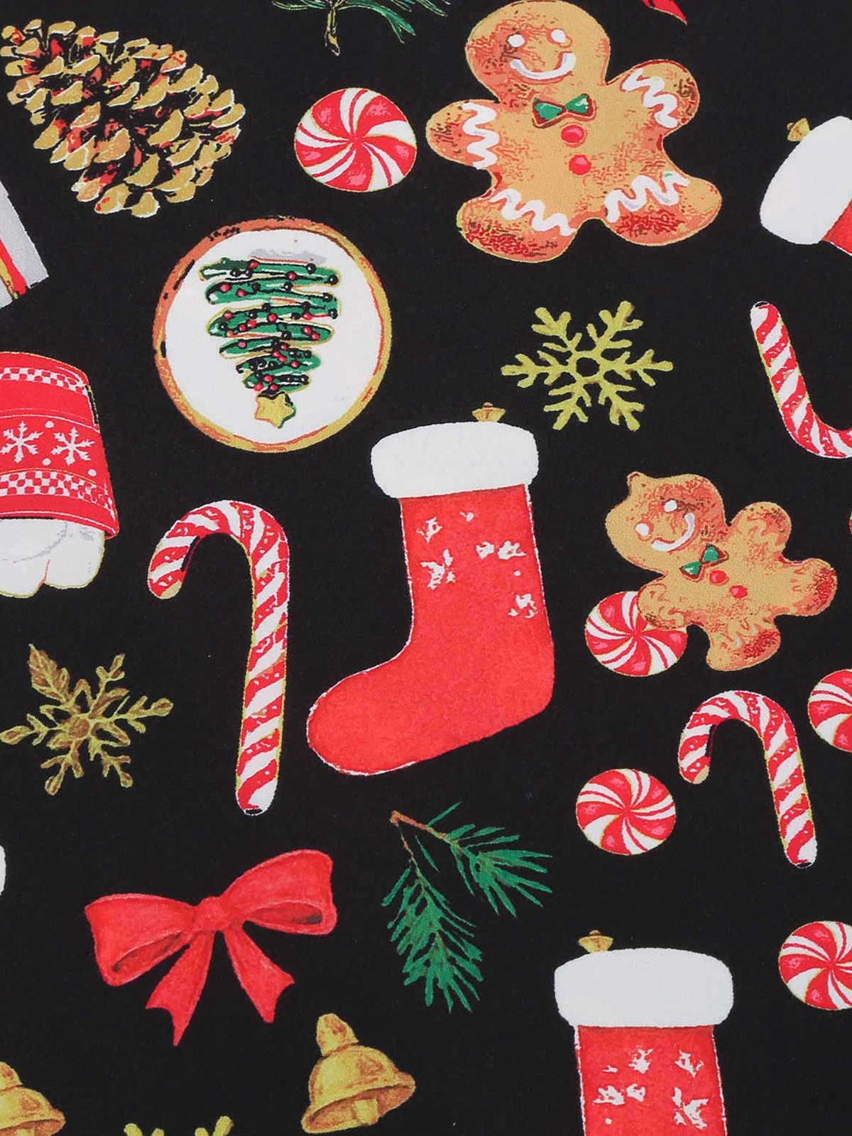 Black 1950s Christmas Gingerbread & Candy Cane Dress - Image 5