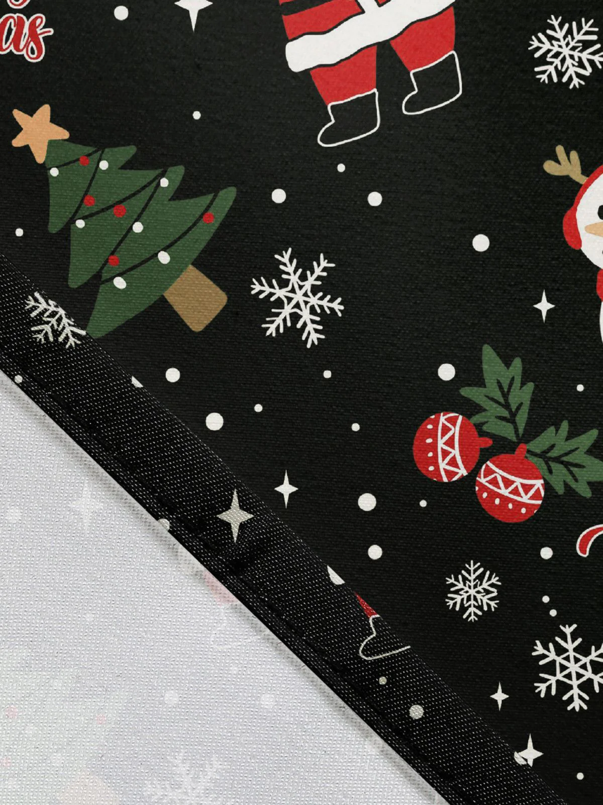 Black 1950s Christmas Print Lace-Up Dress - Image 4