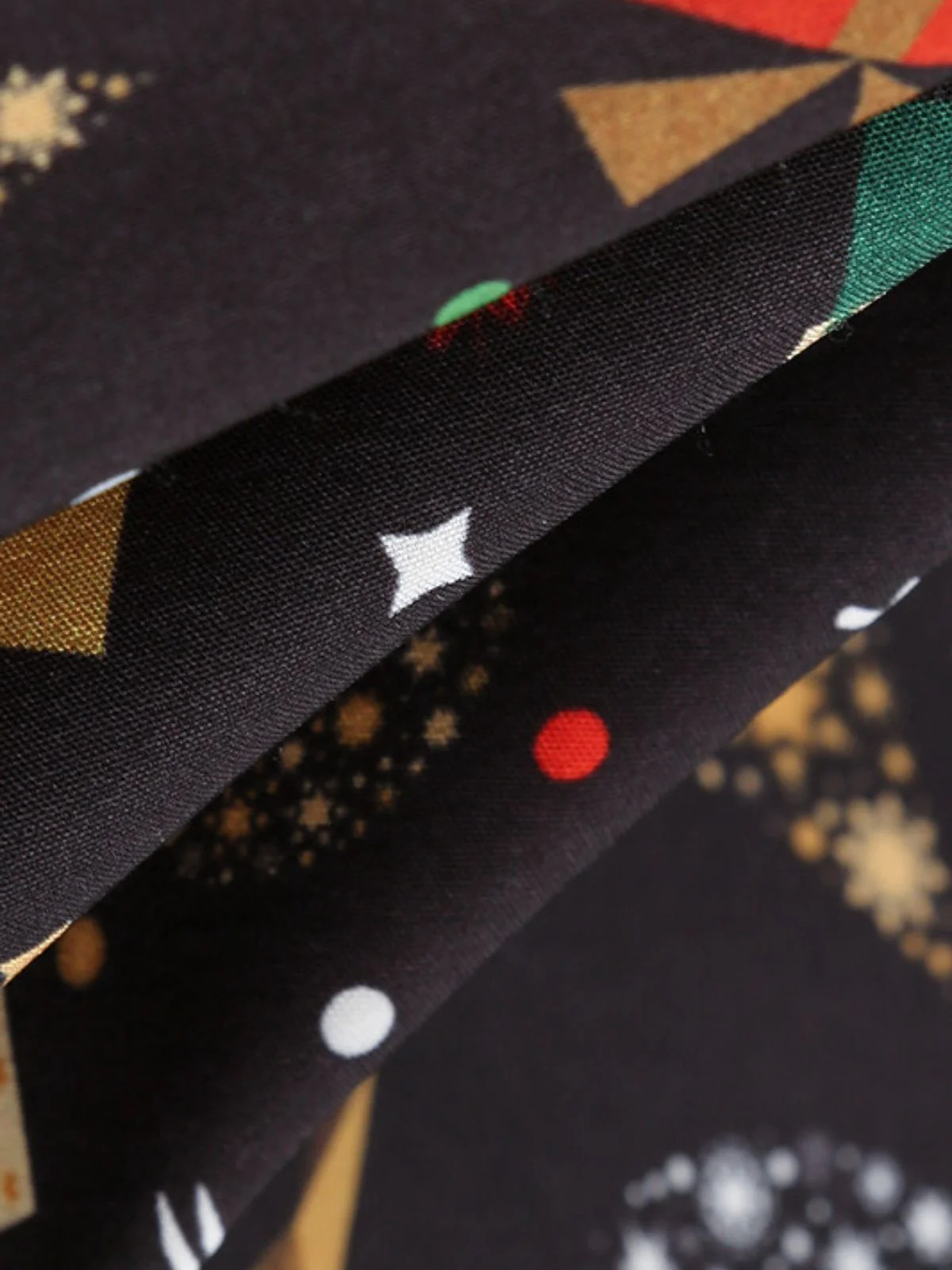 Black 1950s Christmas Print Petal Collar Belted Dress - Image 5