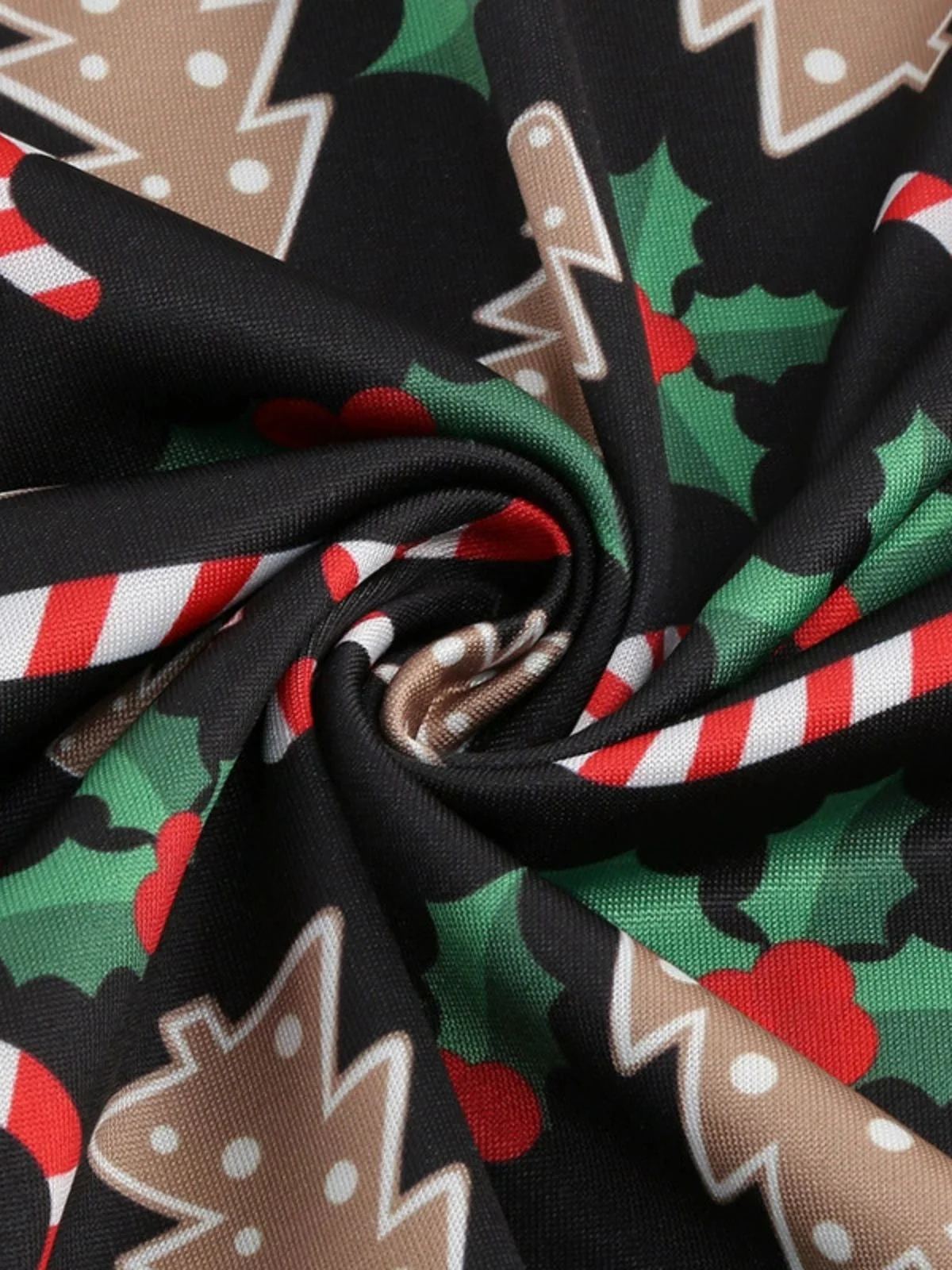 Black 1950s Christmas Print V-Neck Cross Back Dress - Image 7