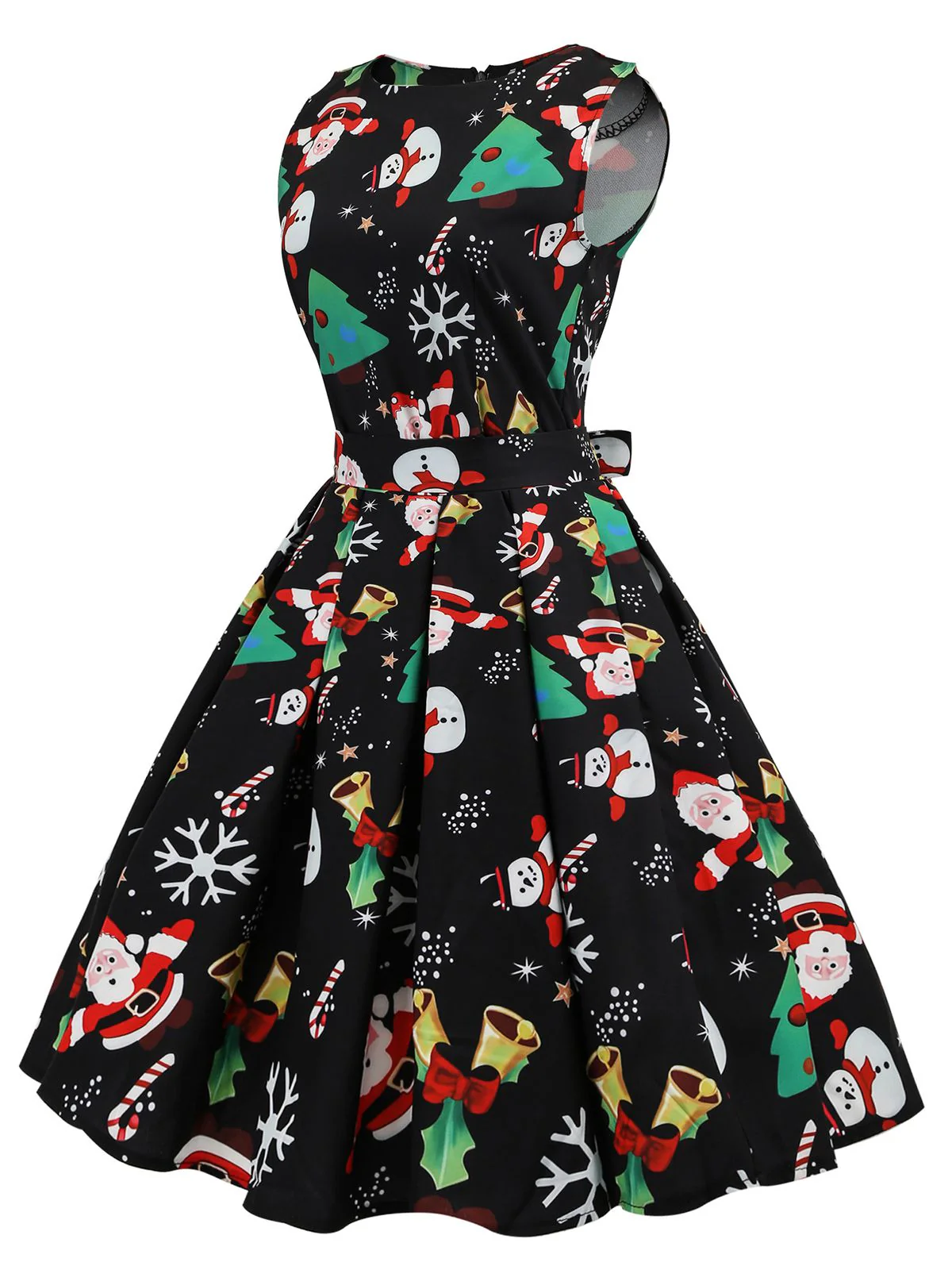 Black 1950s Christmas Santa Claus Candy Dress - Image 2