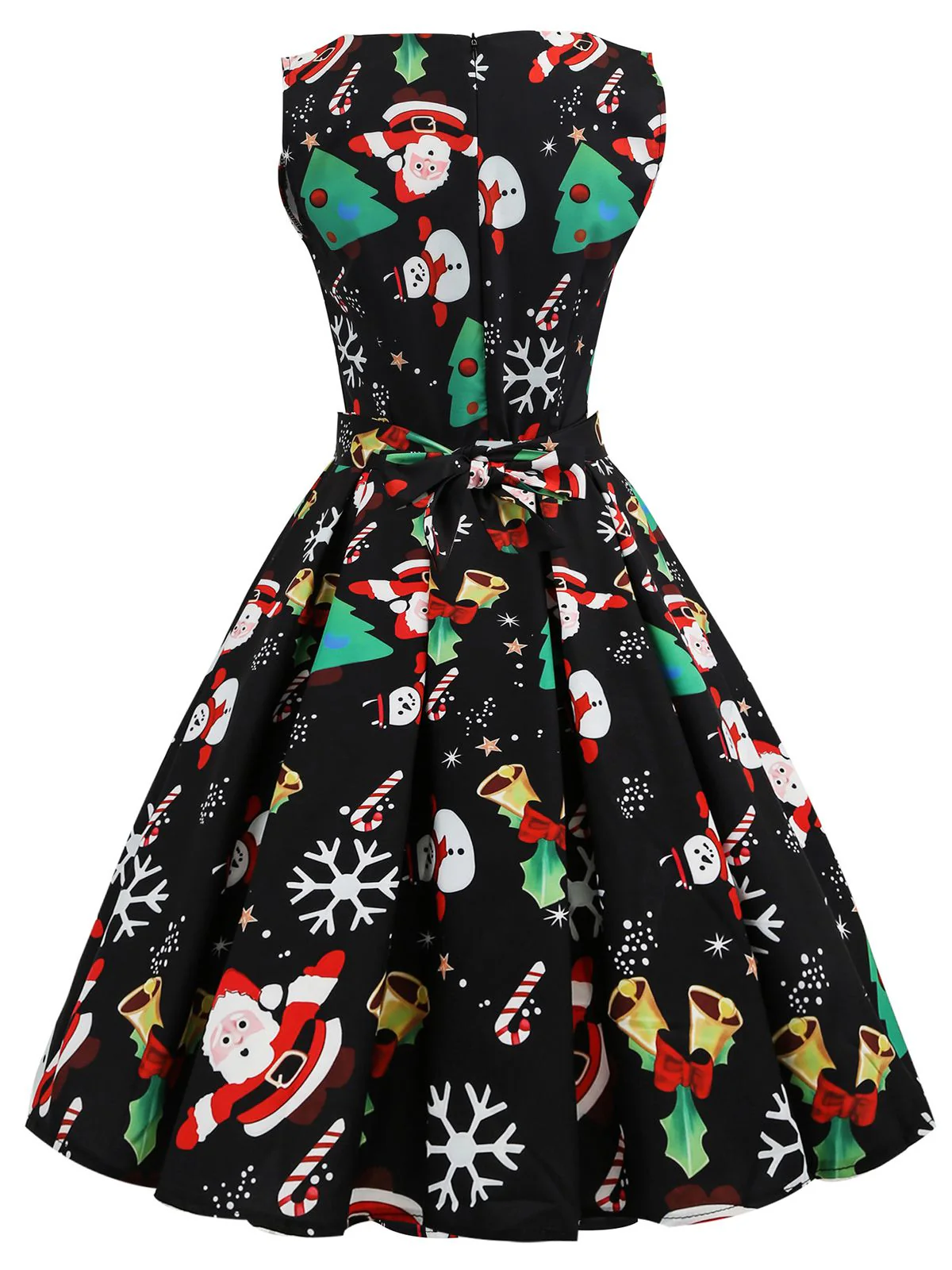Black 1950s Christmas Santa Claus Candy Dress - Image 3