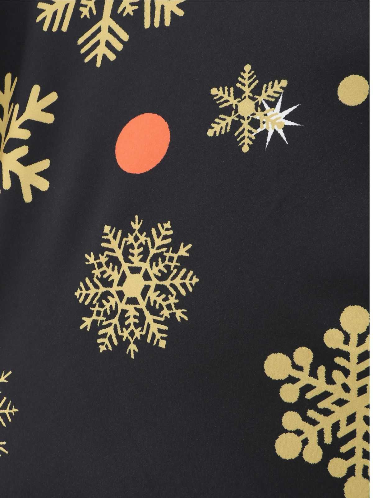 Black 1950s Christmas Snowflake Ribbon Belt Dress - Image 5