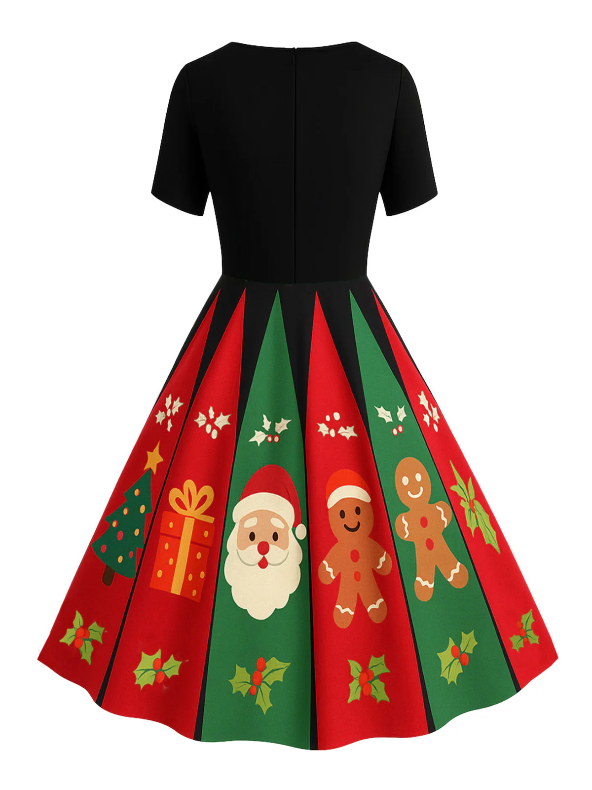 Black 1950s Christmas Snowflake Swing Dress - Image 3
