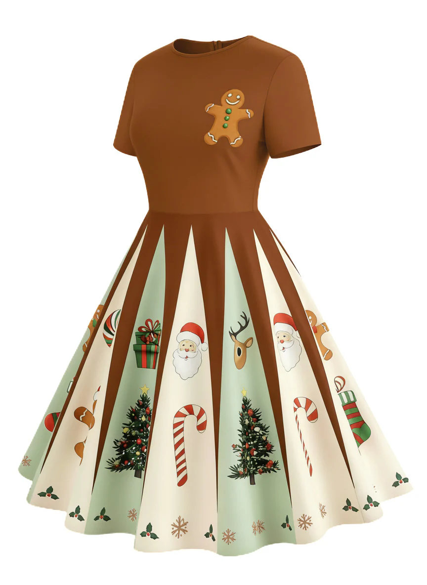 Black 1950s Christmas Snowflake Swing Dress - Image 5