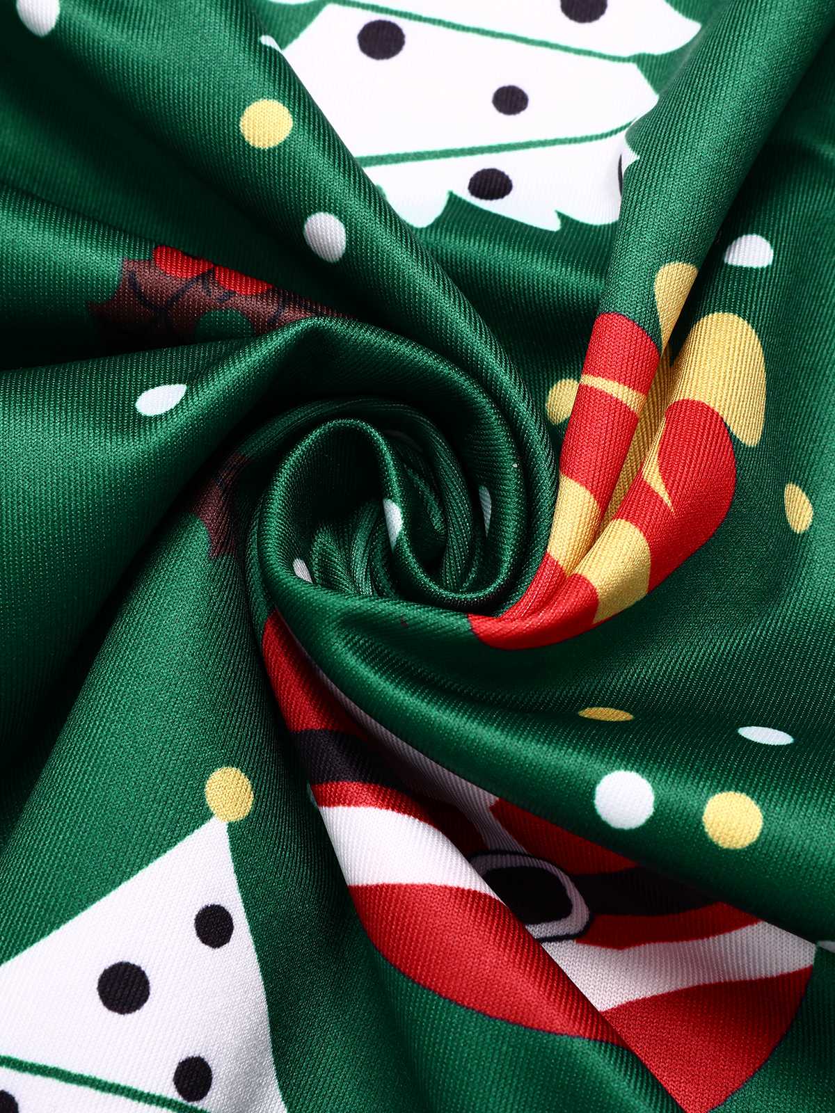 Black 1950s Christmas Stand Collar Velvet Dress - Image 4