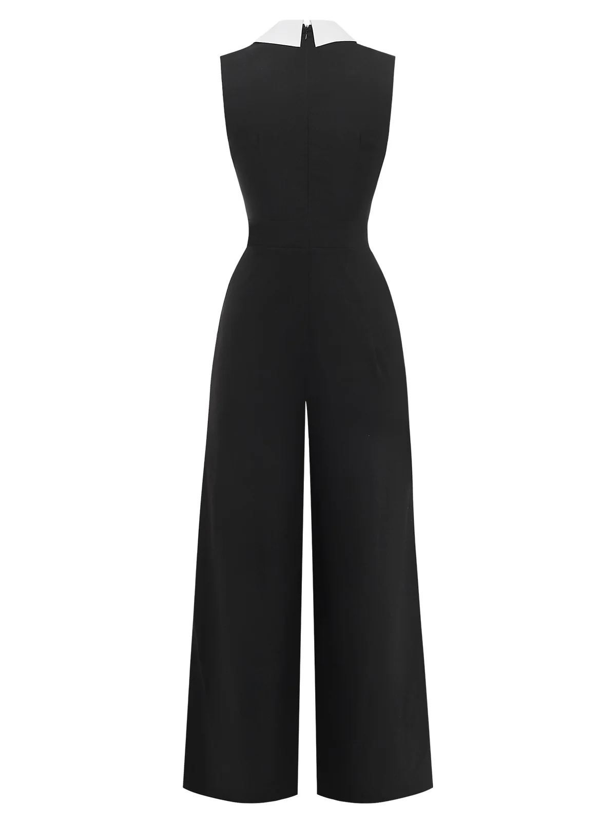 Black 1950s Colorblock Sleeveless Wide-Leg Jumpsuit - Image 3