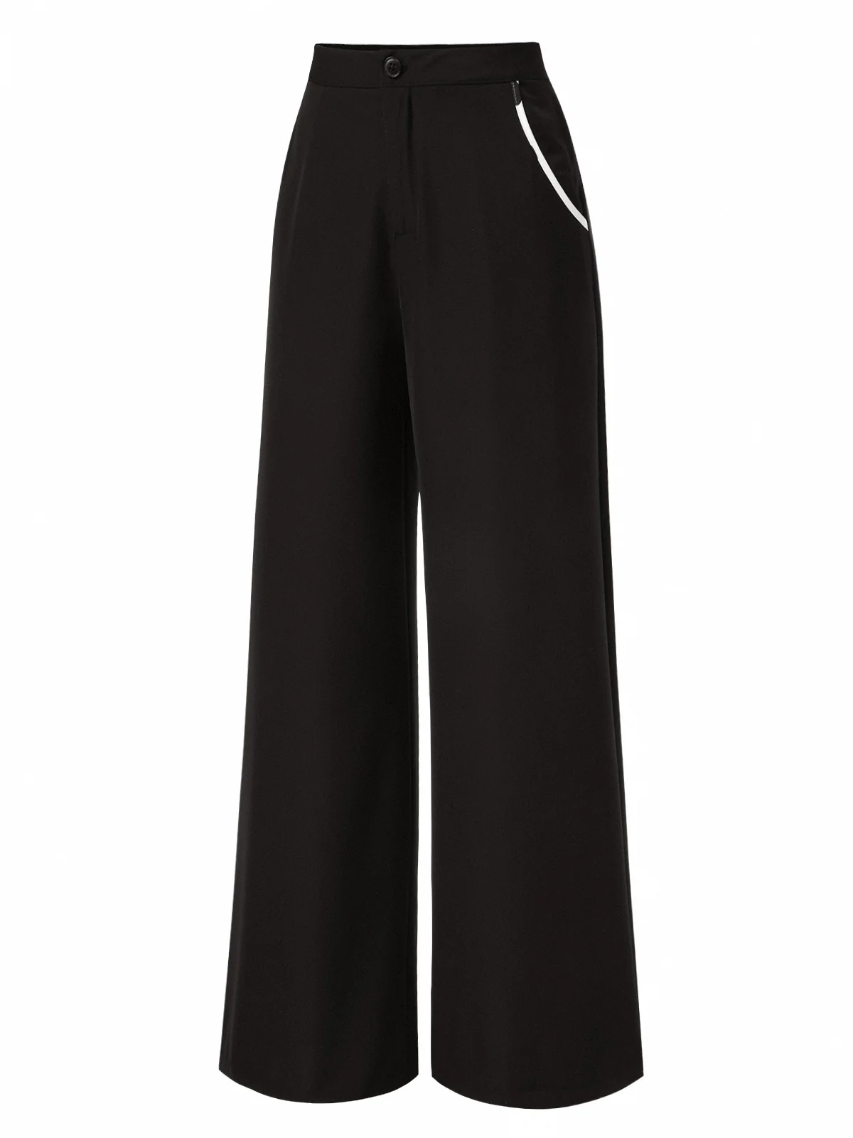Black 1950s Contrast Trim Straight-Leg Pants - Image 3