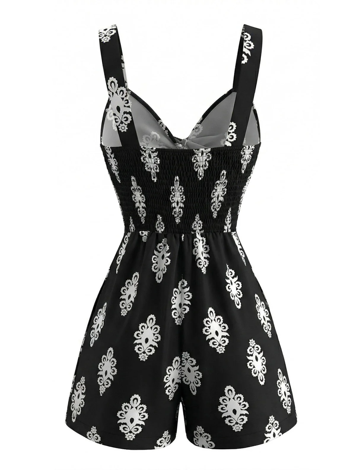 Black 1950s Cutout Twist-Front Romper - Image 3