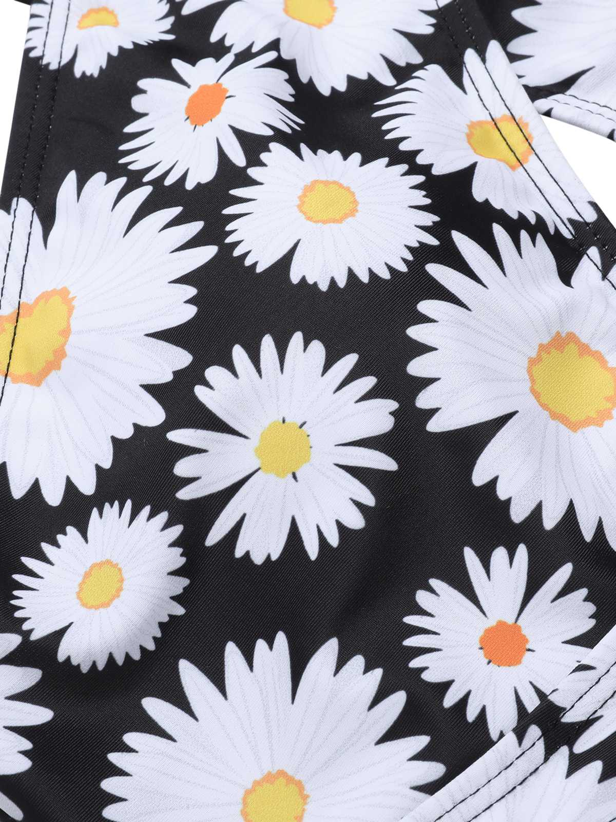 Black 1950s Daisy Cross Strap Swimsuit - Image 5