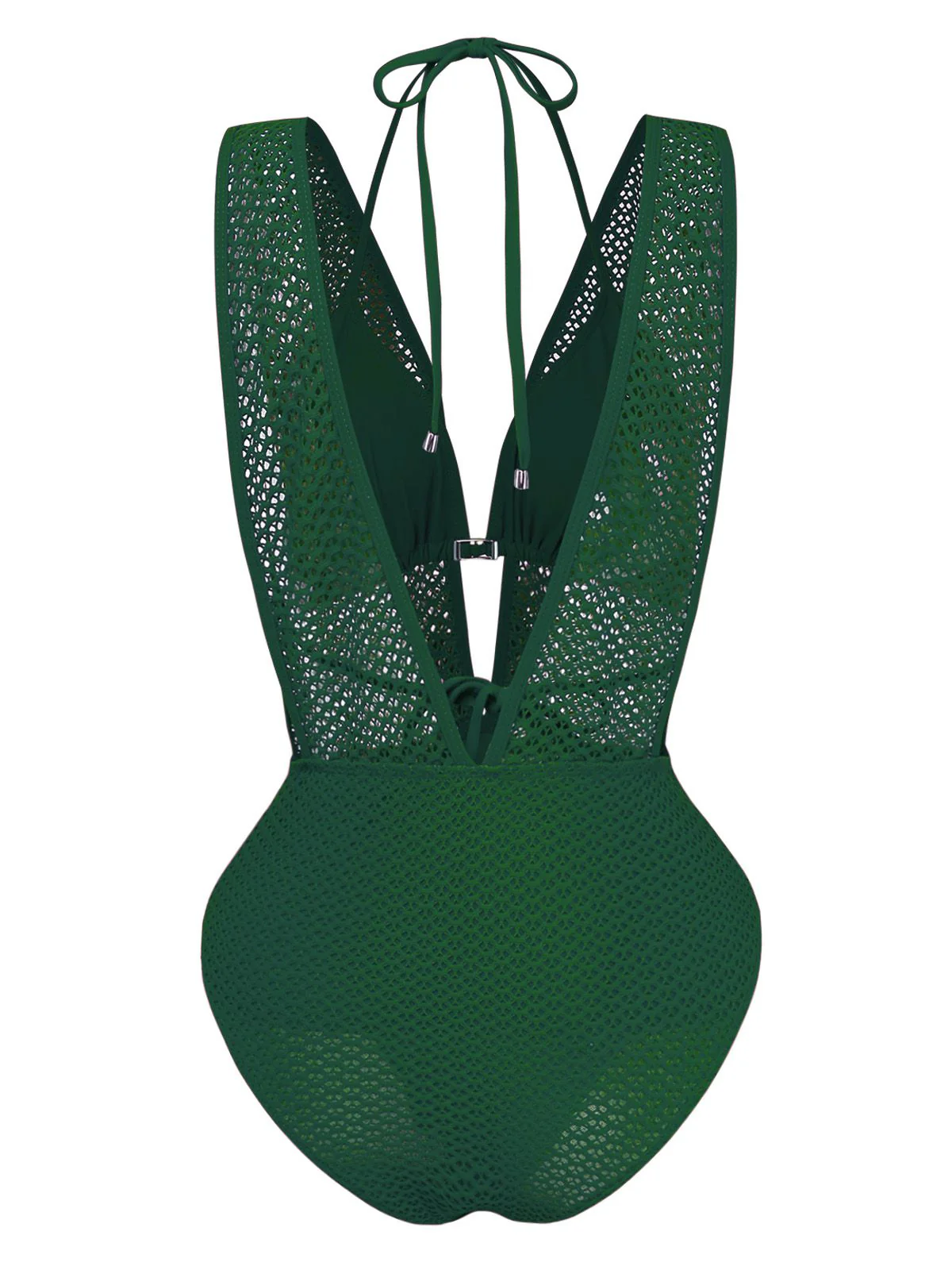 1950s Deep V-Neck Crochet Mesh Halter Swimsuit Set - Image 13