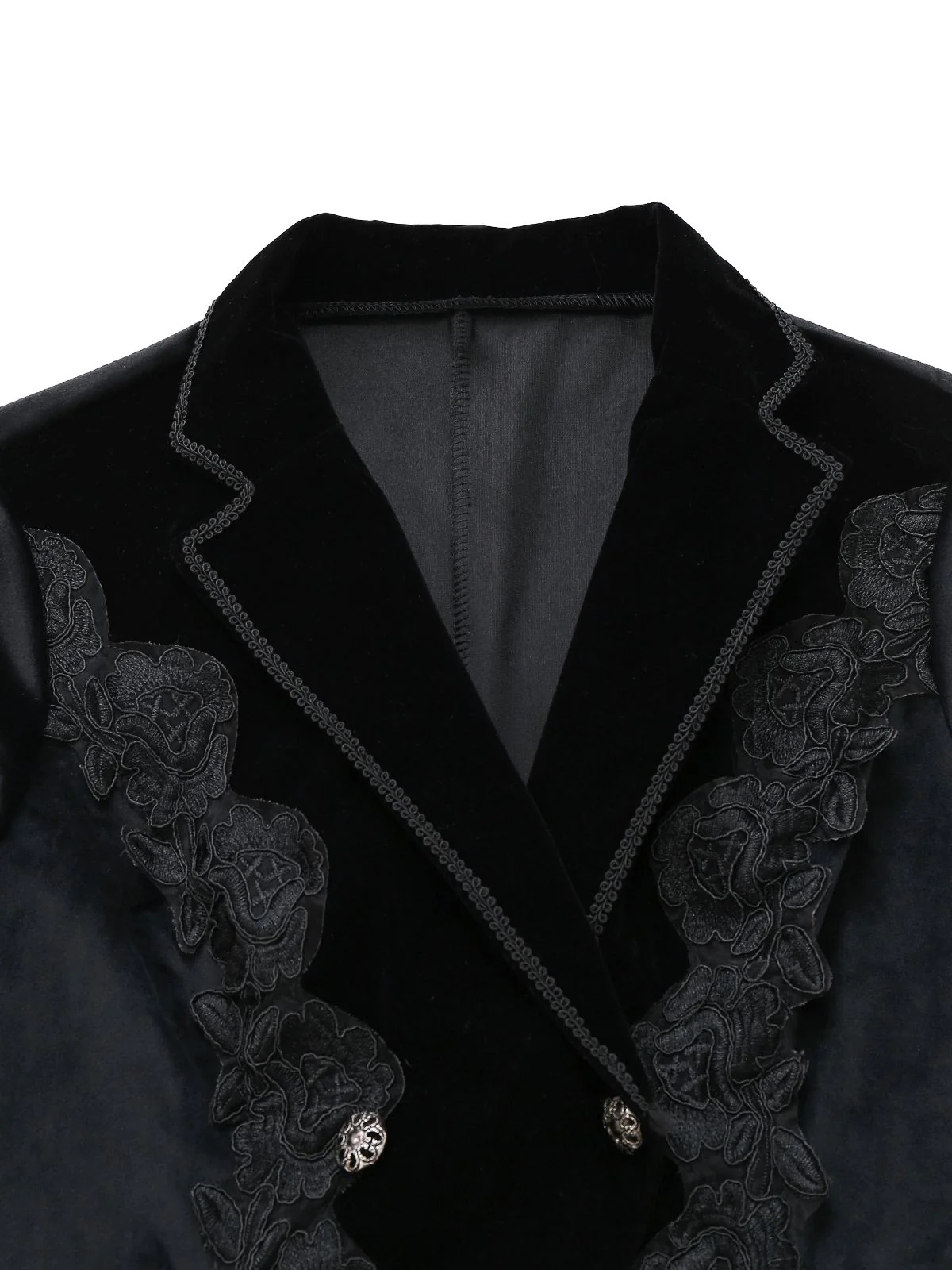Black 1950s Embroidered Floral Victoiran Style Jacket - Image 3