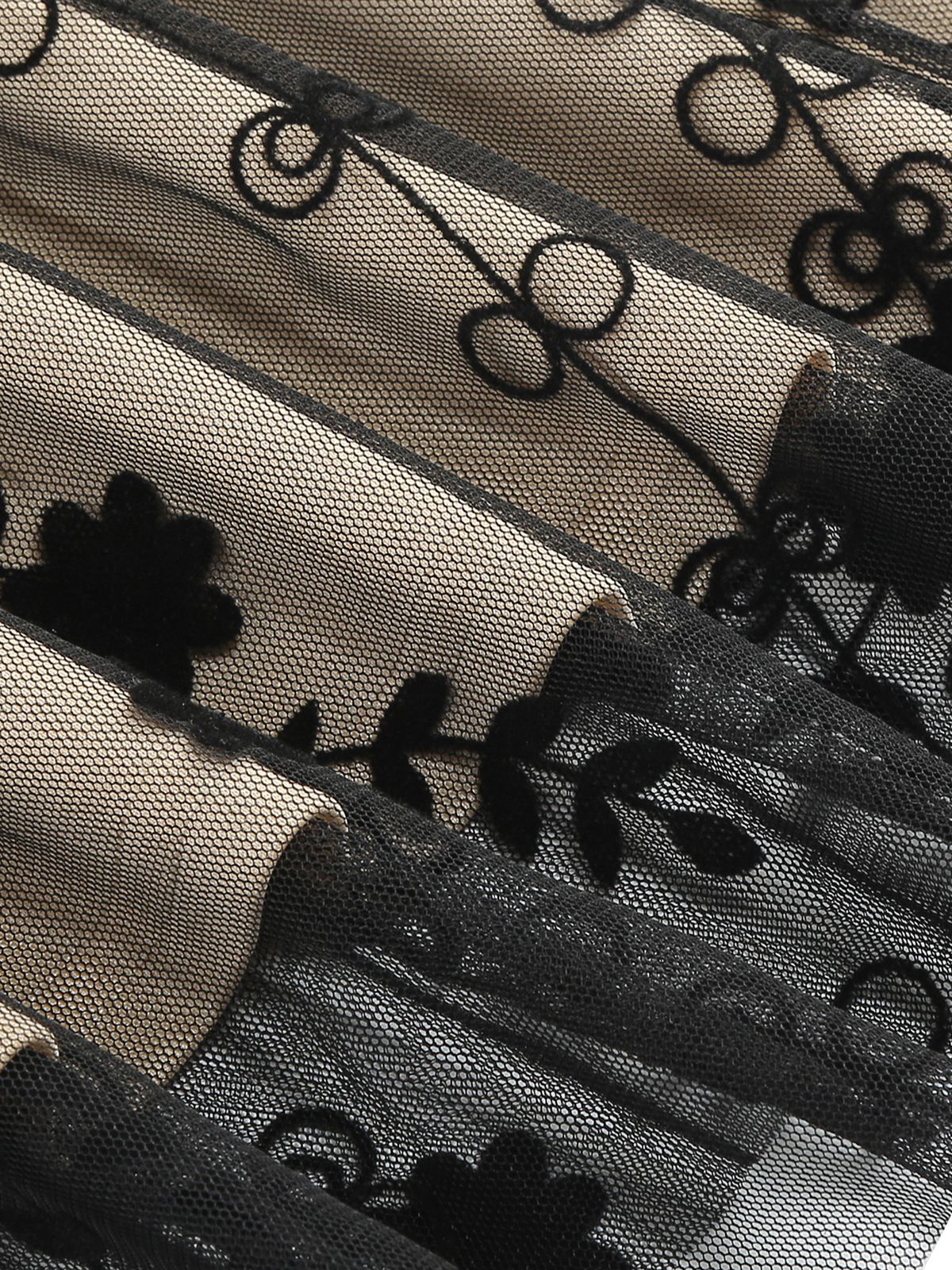 Black 1950s Floral Mesh Patchwork Dress - Image 3