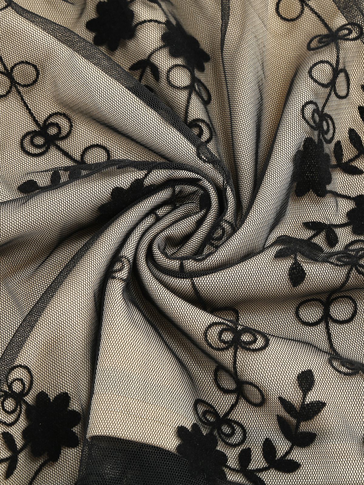 Black 1950s Floral Mesh Patchwork Dress - Image 4