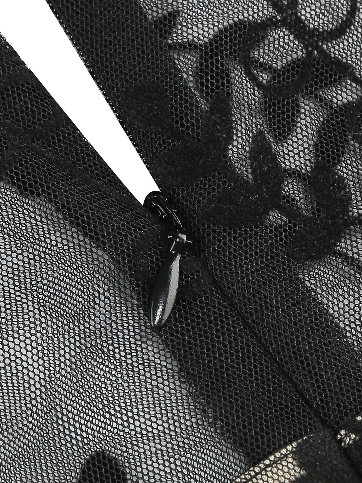 Black 1950s Floral Mesh Patchwork Dress - Image 5