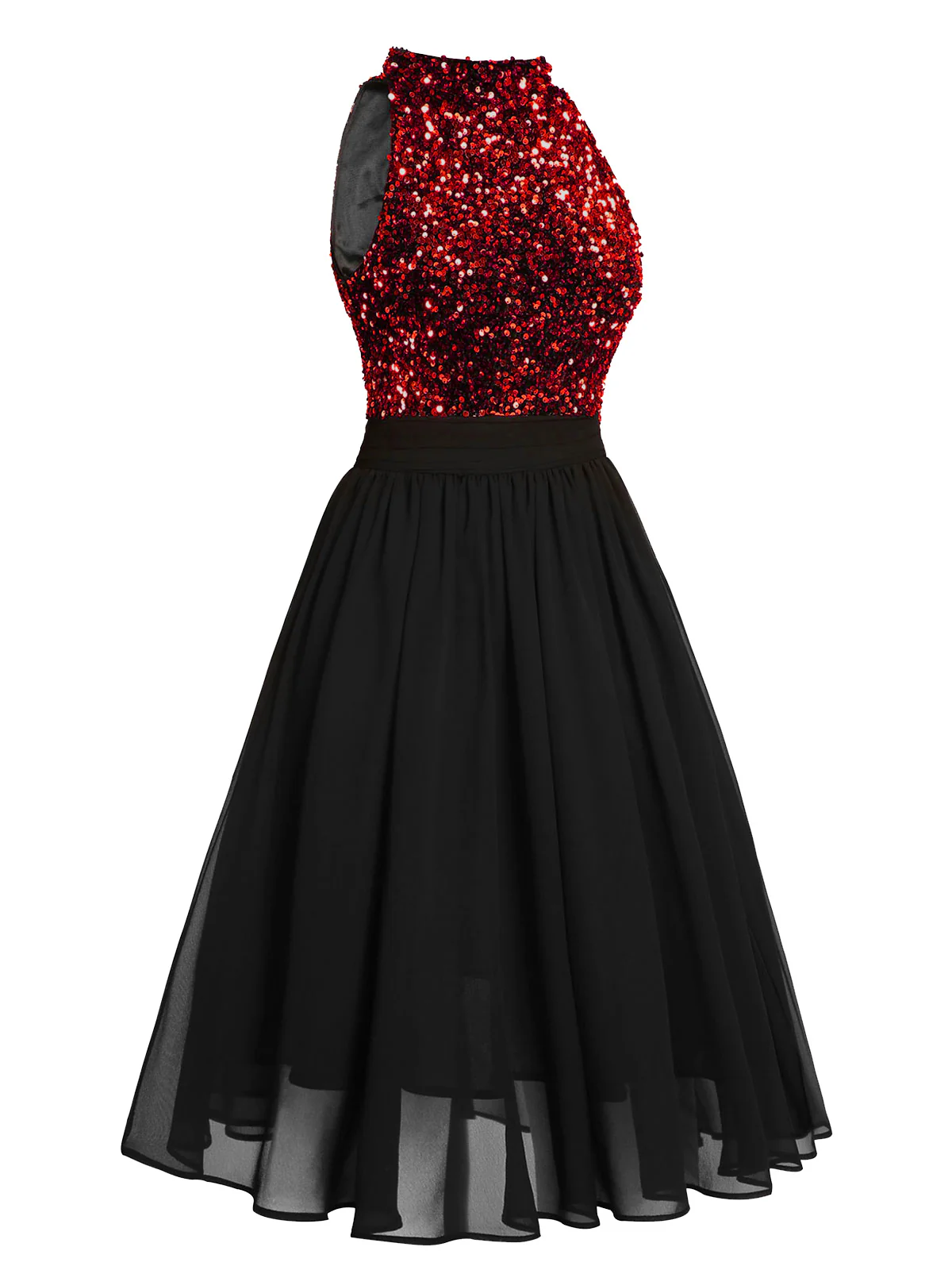 Black 1950s Gold Glitter Patchwork Dress - Image 11
